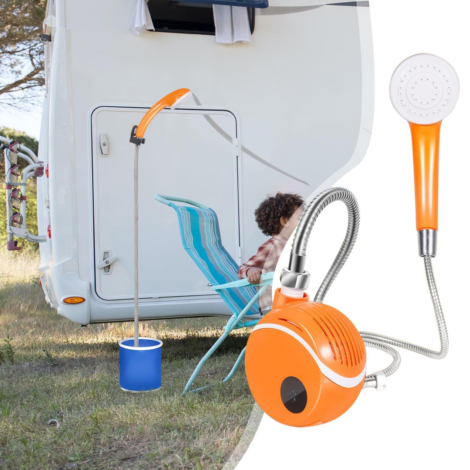 Douche Portable Camping 5L Ou 8L – Pompe Manuelle, Tuyau 3m, Pour Rando, Plage, Nettoyage Extérieur