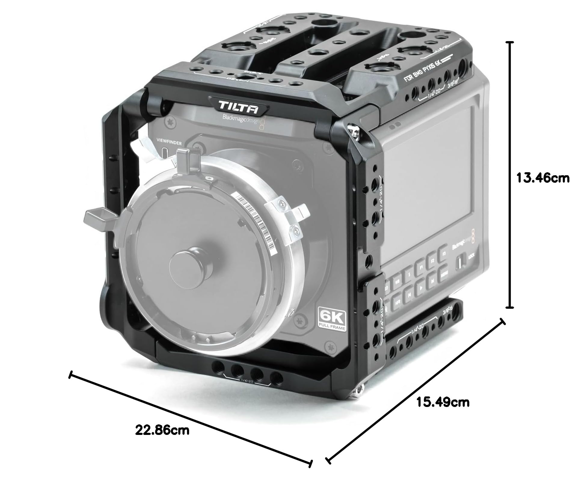 Tilta Pyxis 6K Käfig, Voller Kamerakäfig kompatibel mit Pyxis 6K/12K mit NATO, Cold Shoe Mount, 1/4"-20, 3/8"-16 Gewinde - Schwarz ES-T21-FCC