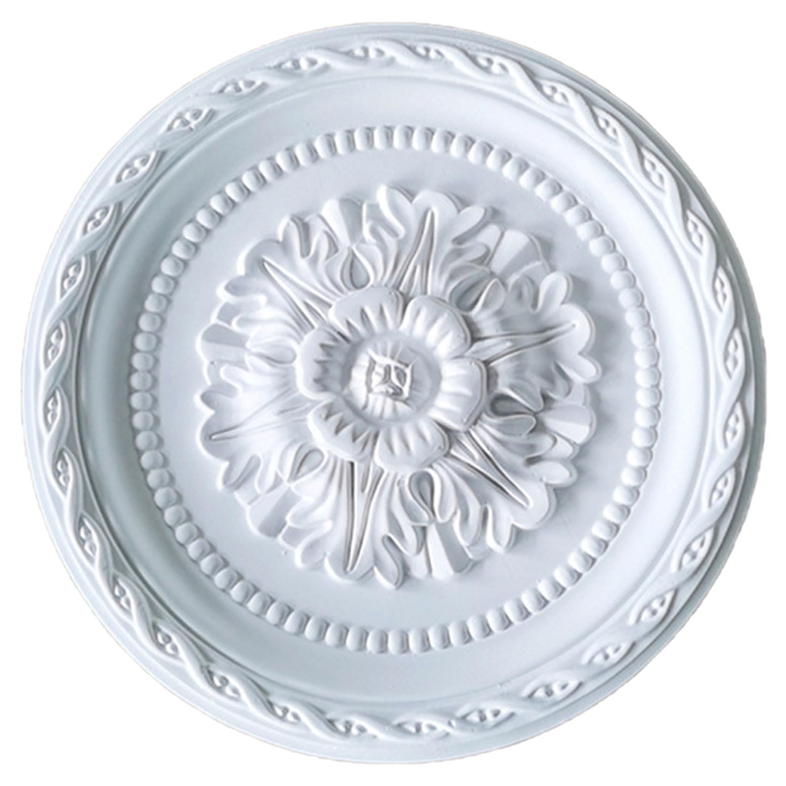 Foelanne White D Round Pu Ceiling Medallion White Lightweight No Drilling 24-60Cm(,29Cm)