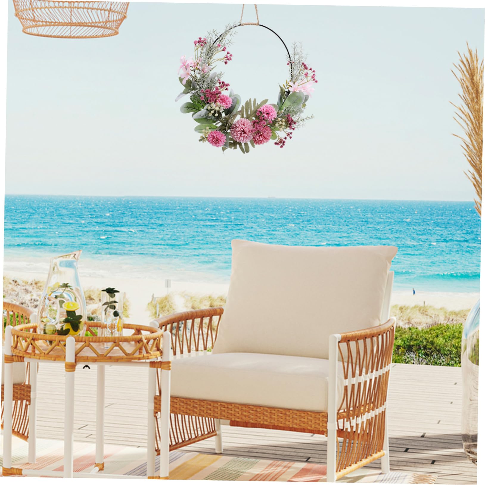 Zerodeko 2 Pièces Guirlande Artificielle Couronne De Feuilles Vertes pour Porte D'entrée Couronne Créative De Porte De Fleurs Artificielles s De Porte Rose Le Fer