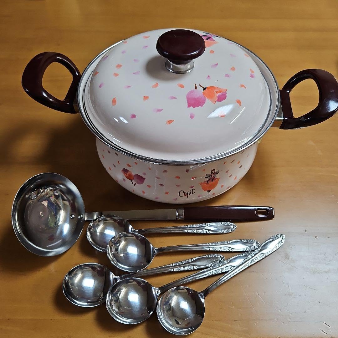 アンティーク花柄ホーロー鍋セット Amazon.co.jp: 昭和レトロ ホーロー鍋 オレンジ花柄 サンコー