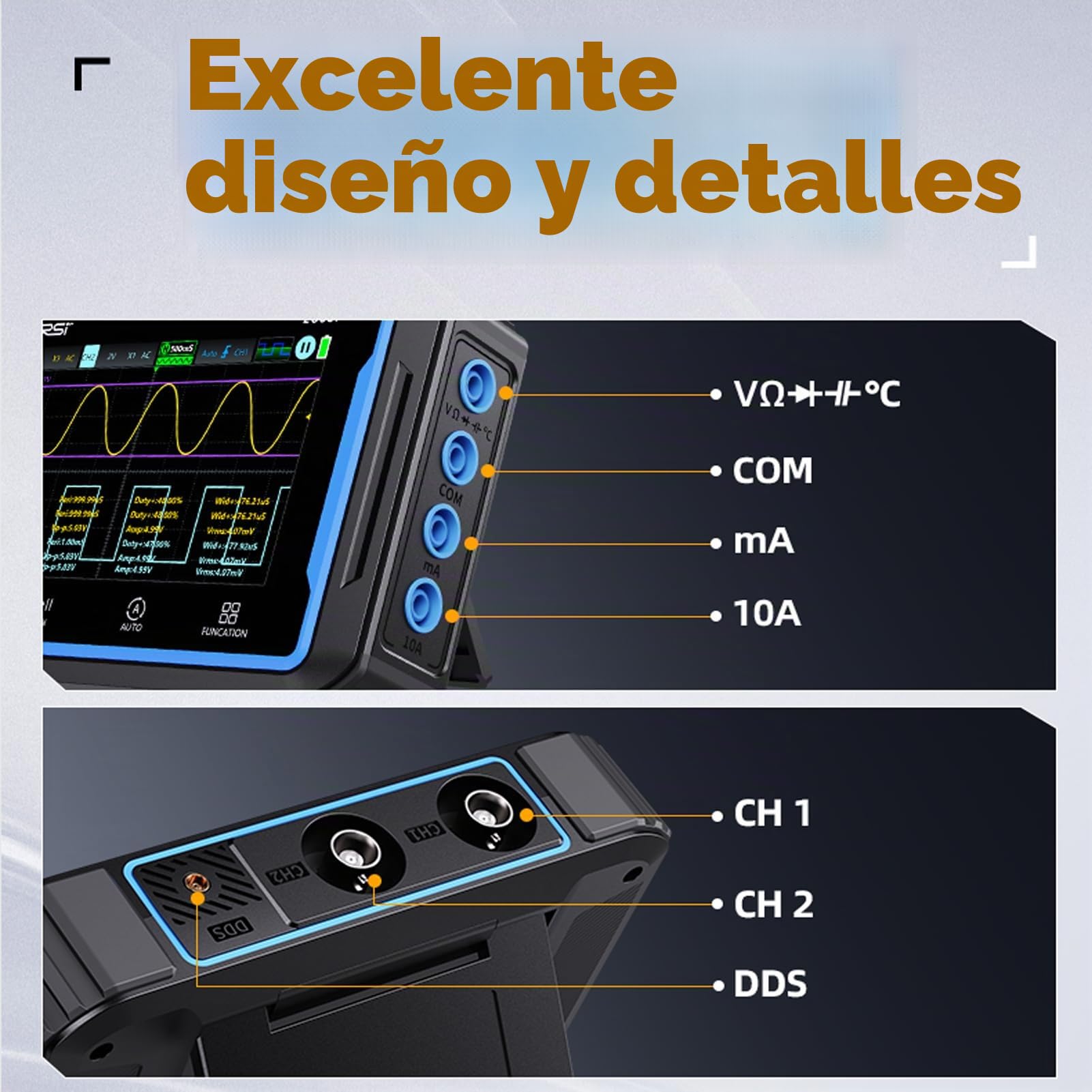 Osciloscopio,Osciloscopio Portátil De Tableta,Multímetro Generador De Señal Ancho De Banda 50Mhz,Muestreo 250 Msa/S Probador Digital De Transistor De Punción,Español Conmutable