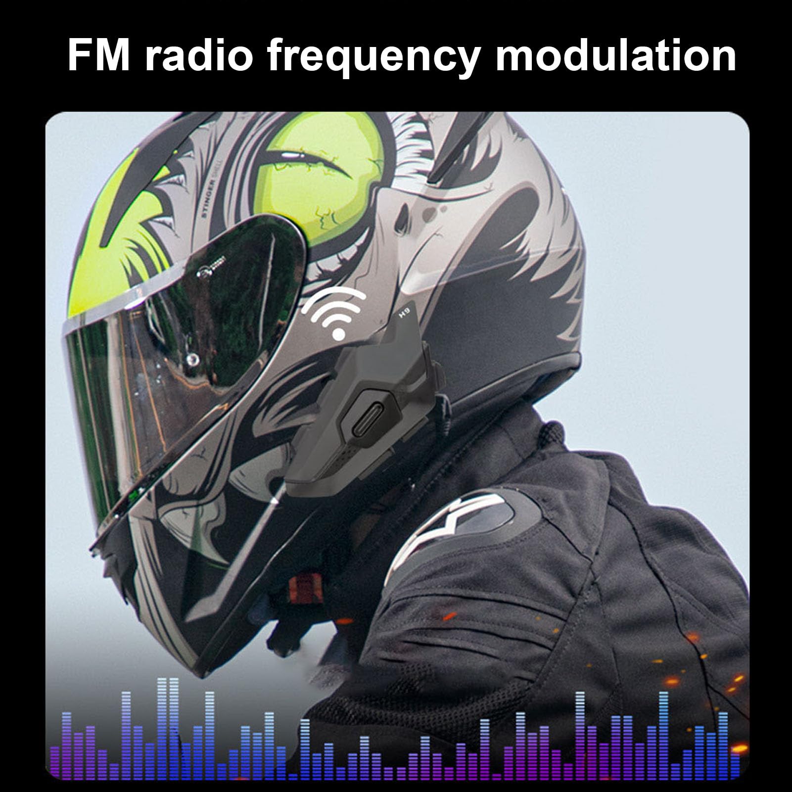 FLEXMAN Motorcycle Helmet Intercom, Zakres 1000M BT5.1 Water Proof 2 Osobowy Pełny Dupleks Telefon Telefoniczny Hands Interki Z Muzyką Radio, Systemy Komunikacji Motocyklowej (FlexMand3X-V12076B-2)