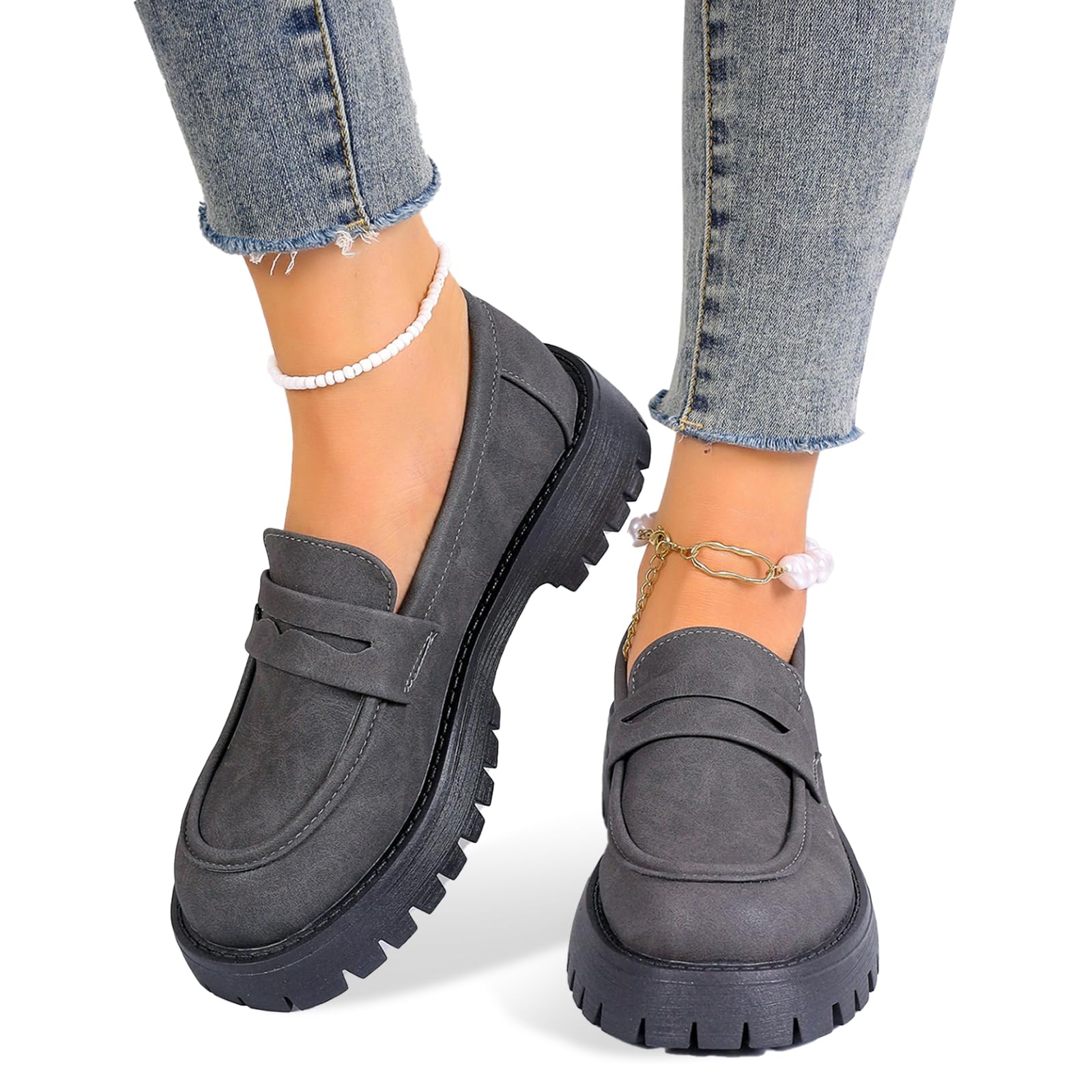 Rewjug Orthoture Orthopedic Platform Loafers, Lug Sole Loafers for Women, Comfortable