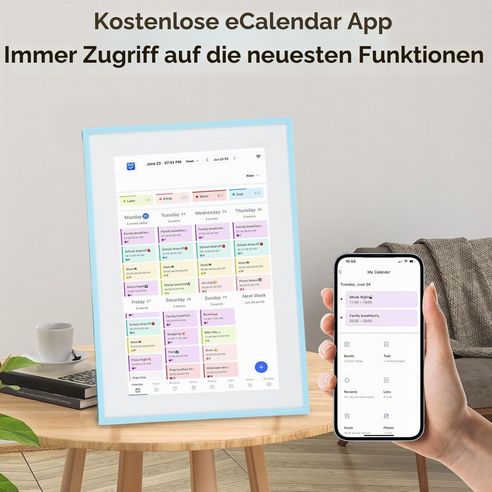 Elprico 10.1 Zoll Digitaler Kalender, Digitale Kalender- und Chore -Diagramm, Intelligentes Touchscreen Interactive Display für Familienpläne, WiFi Smart Family Planner, für Zuhause und