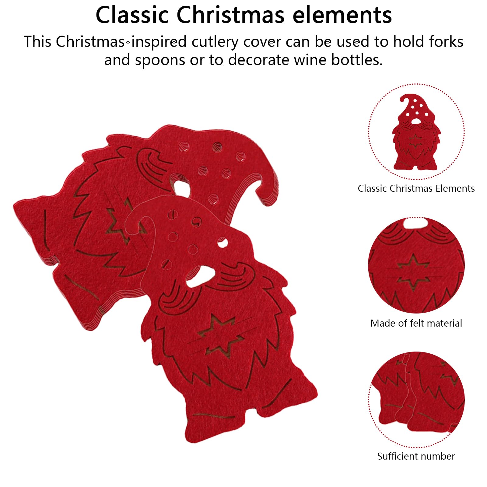 Lot De 12 Porte-couverts De Noël En Feutre Rouge 20 Serviettes De Noël En F