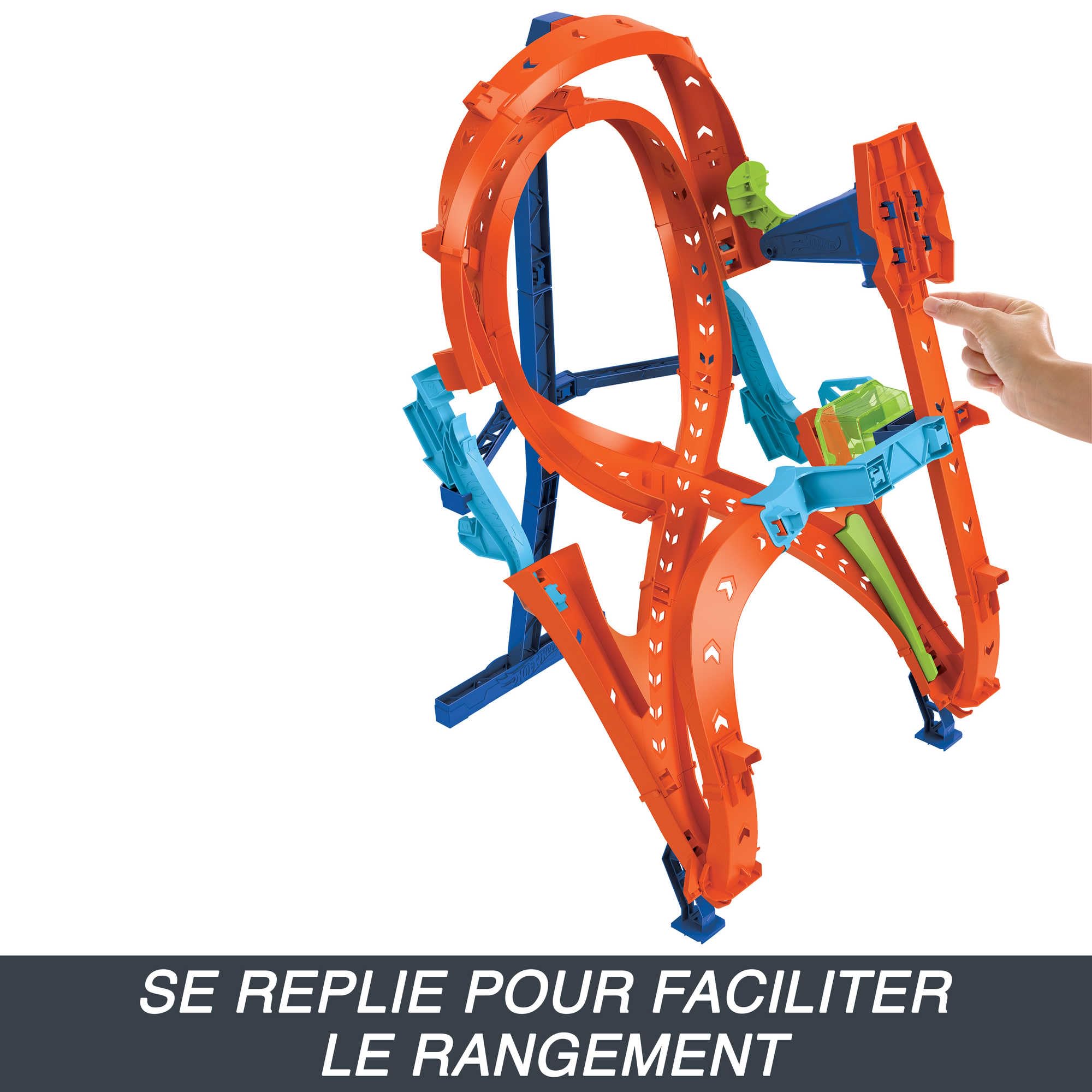 Hot Wheels Coffret Cascade Grand Huit (60Cm Hauteur) Courses Et Cascades, avec 2 Pistes, 1 Voiture Pliable, Jouet Enfant, Dès 4 Ans, HMB15