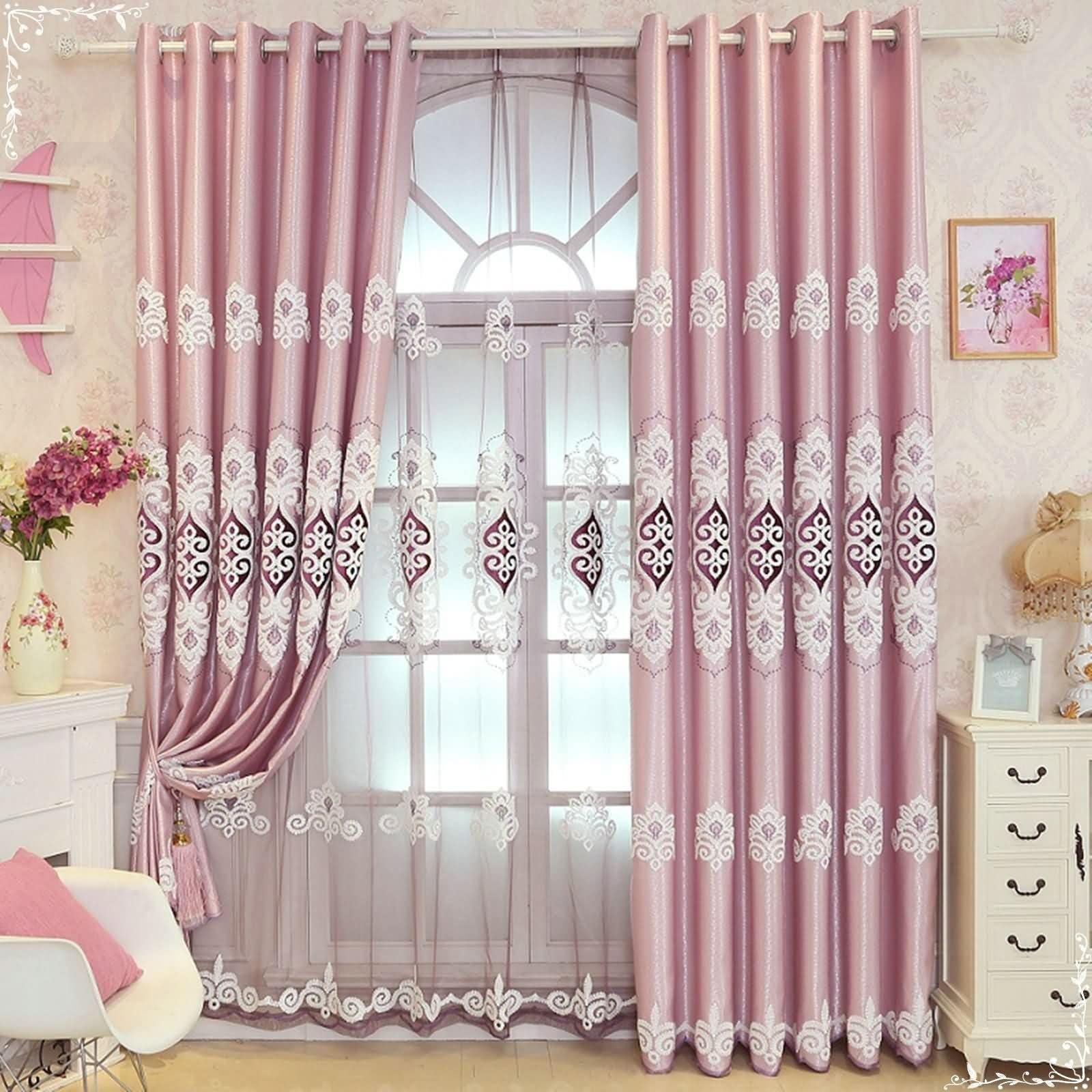 Rideaux occultants de chambre motif floral vintage rideau polyester a oeillet