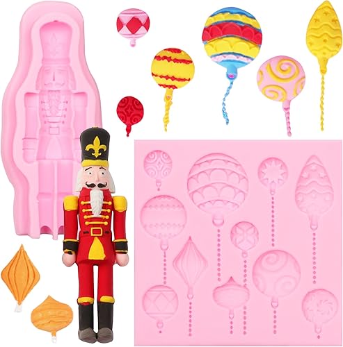 Molde de silicona para soldado cascanueces, adornos de bolas de Navidad, molde de chocolate, decoración de pastel de Navidad, moldes para hornear