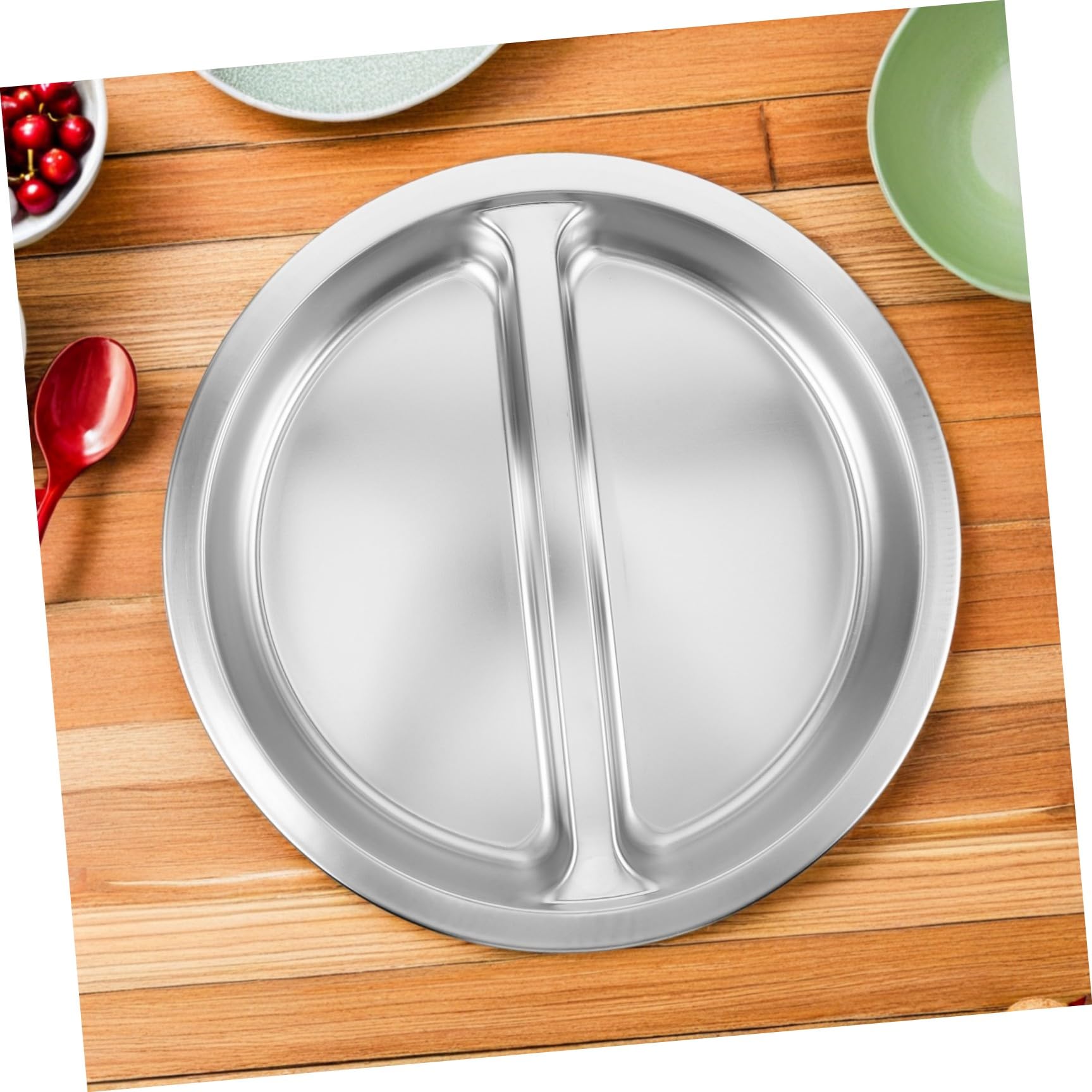 Chafing Dish Redondo de Acero Inoxidable 6 L con Doble Compartimento