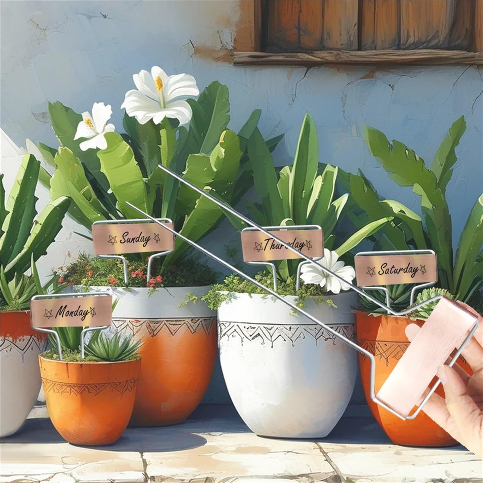 Pflanzenschilder Metall-Gartenpflanzen-Etikettenpfähle, 6/8/10 Zoll, Kupfer-Pflanzenetiketten, Einsätze, Schild, wetterfeste Markierung, Gartenarbeit, Blumen, Kräuter