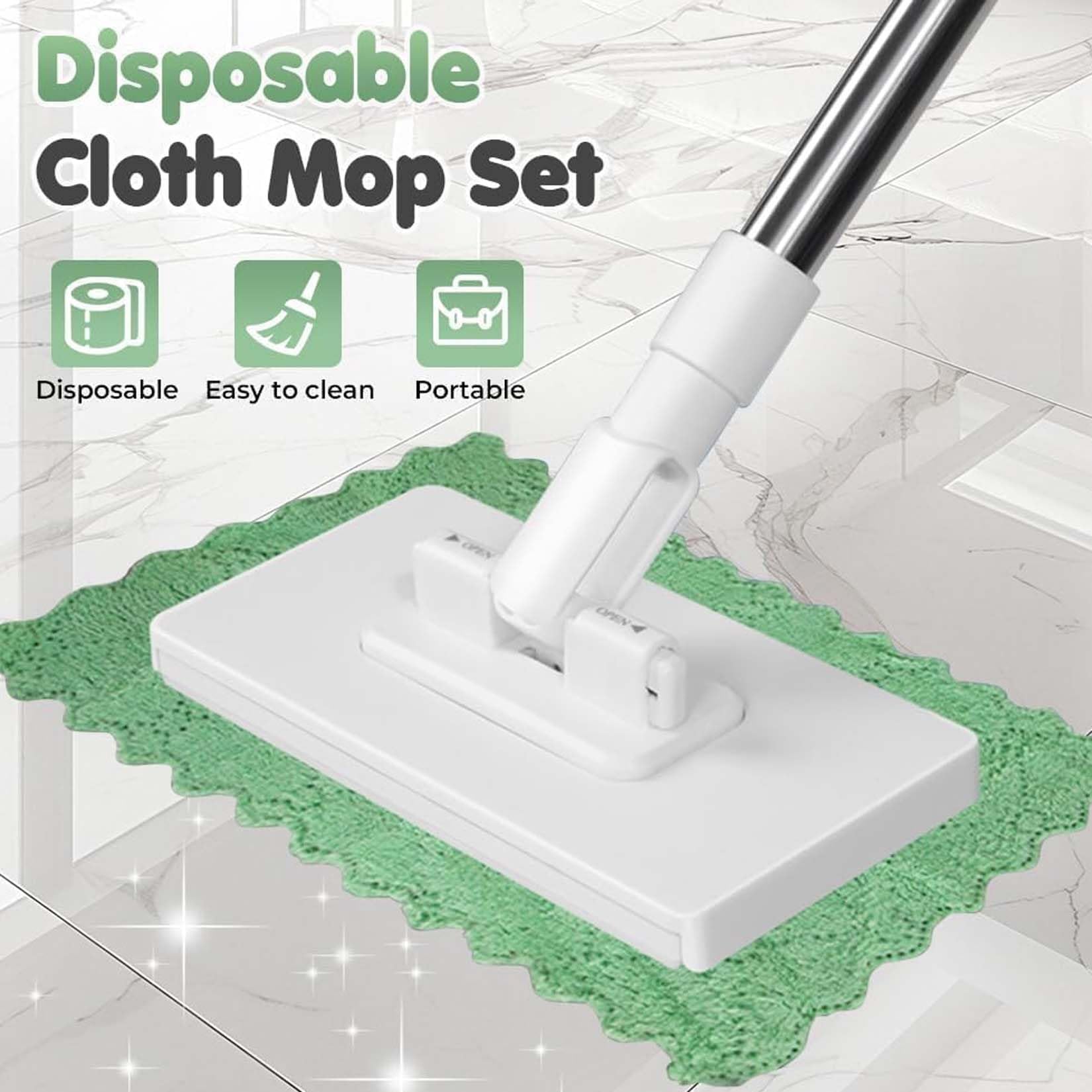 Mini fregona automática para cambiar de tela, trapeador perezoso, fregona desechable sin contacto con paños reutilizables, clip de tela y fregonas sin lavado, limpiador de polvo con cabezal de bloqueo