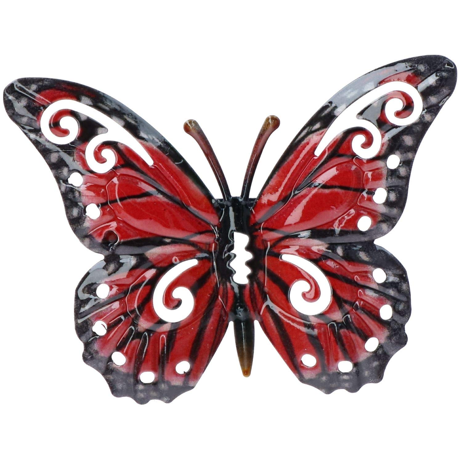 AB Tools Small Red Metal Butterfly Garden/Home Wall Art Ornament 11x8.5cm