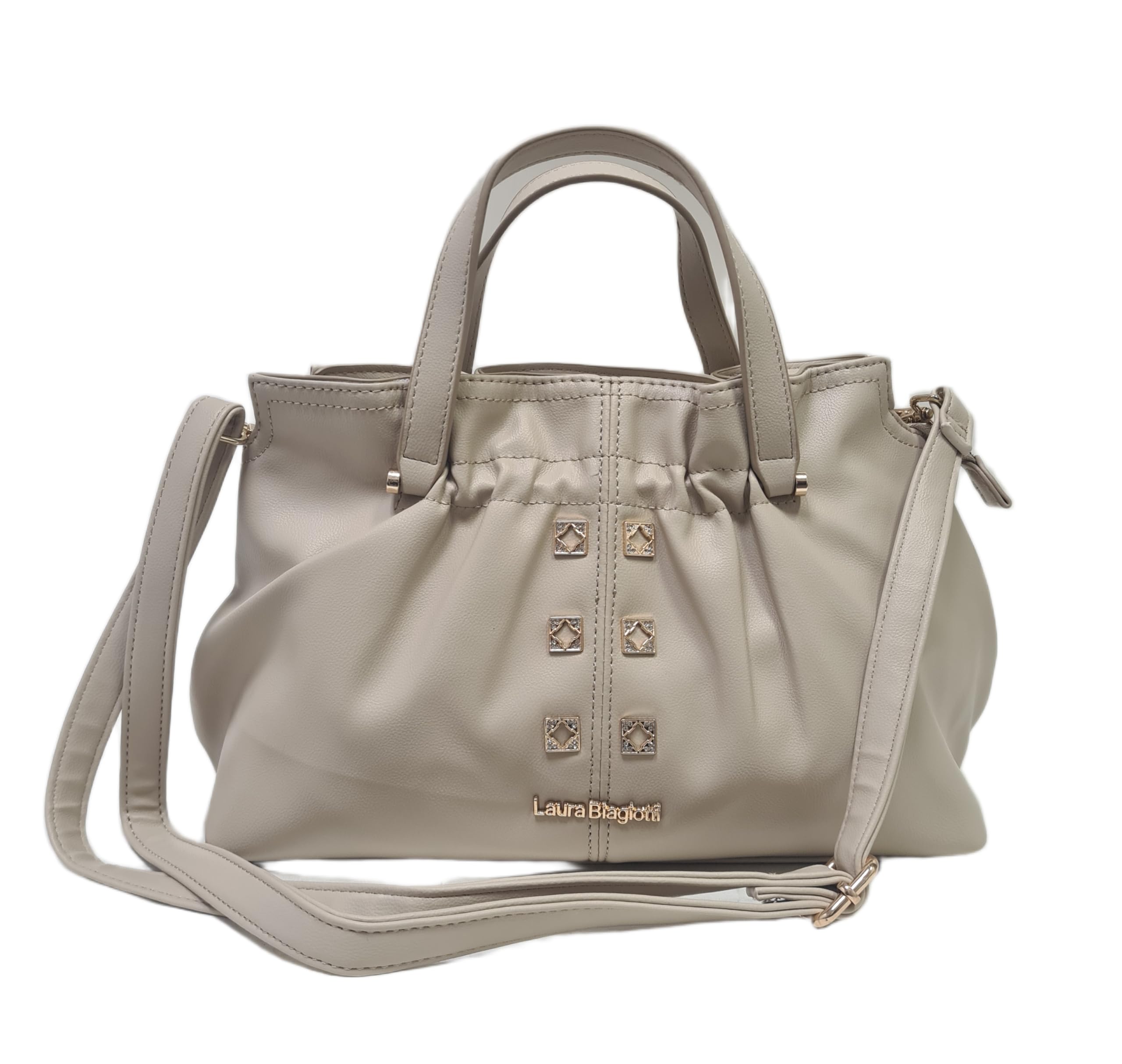 Laura Biagiotti Borsa a Mano Linea Eclyper, Pelle Sintetica, Dimensioni 31x20x13 cm, con Tracolla Regolabile Rimovibile, Accessori Oro LB26S-252-2 | Leggera