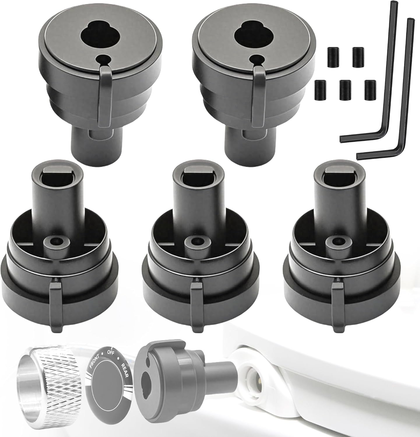 2 Pack Replacement Knob Compatible with Brondell Bidet Toilet Seat, for Non-Electric Swash Seat, Injection Moulding,ABS Material, （Plastic Knob Center Only, Metal Ring Not Included）Black
