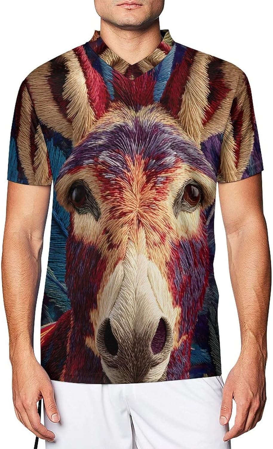 Patchwork Donkey Personalized Soccer Jersey Mens T-Shirts Sports Tops | Breathable Mesh Football Fan Custom Uniform Summer Short Sleeve V-neck