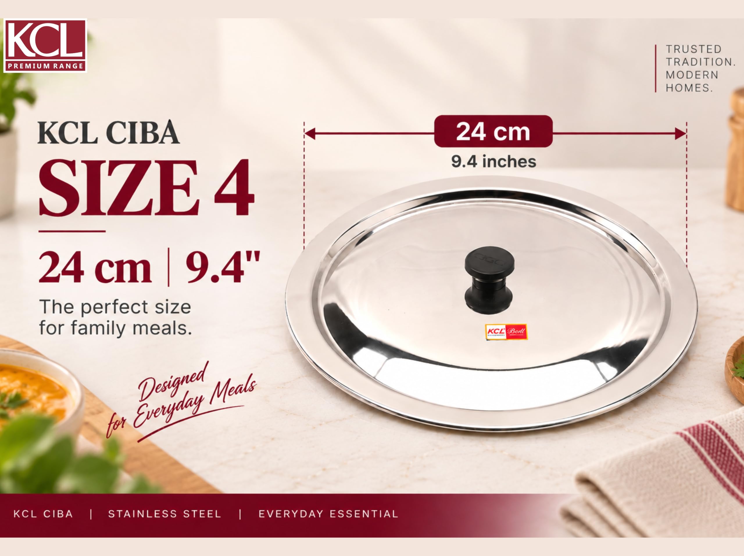 KCL Stainless Steel Tope Lids - 24cm -8 KCL Stainless Steel Tope Lids - 24cm -8