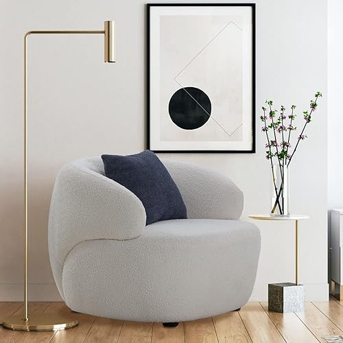 Miniatura 4 de KEVINSPACE Sofá curvo de 101 pulgadas, sofá moderno de tela Boucle de 4 asientos, sofás de lujo con respaldo curvado color crema para sala de estar,