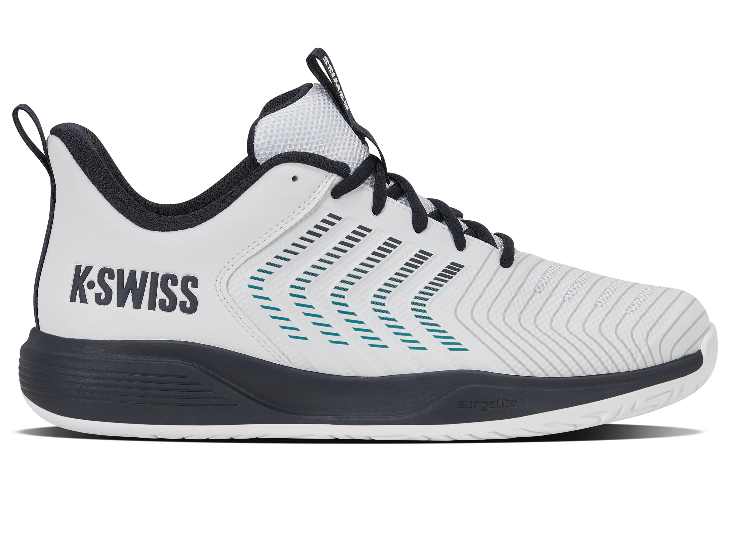 K-Swiss Ultrashot Light Pickleball Tennisplatzschuhe für Herren, Weiß/Carbon/Baltic, 47 EU