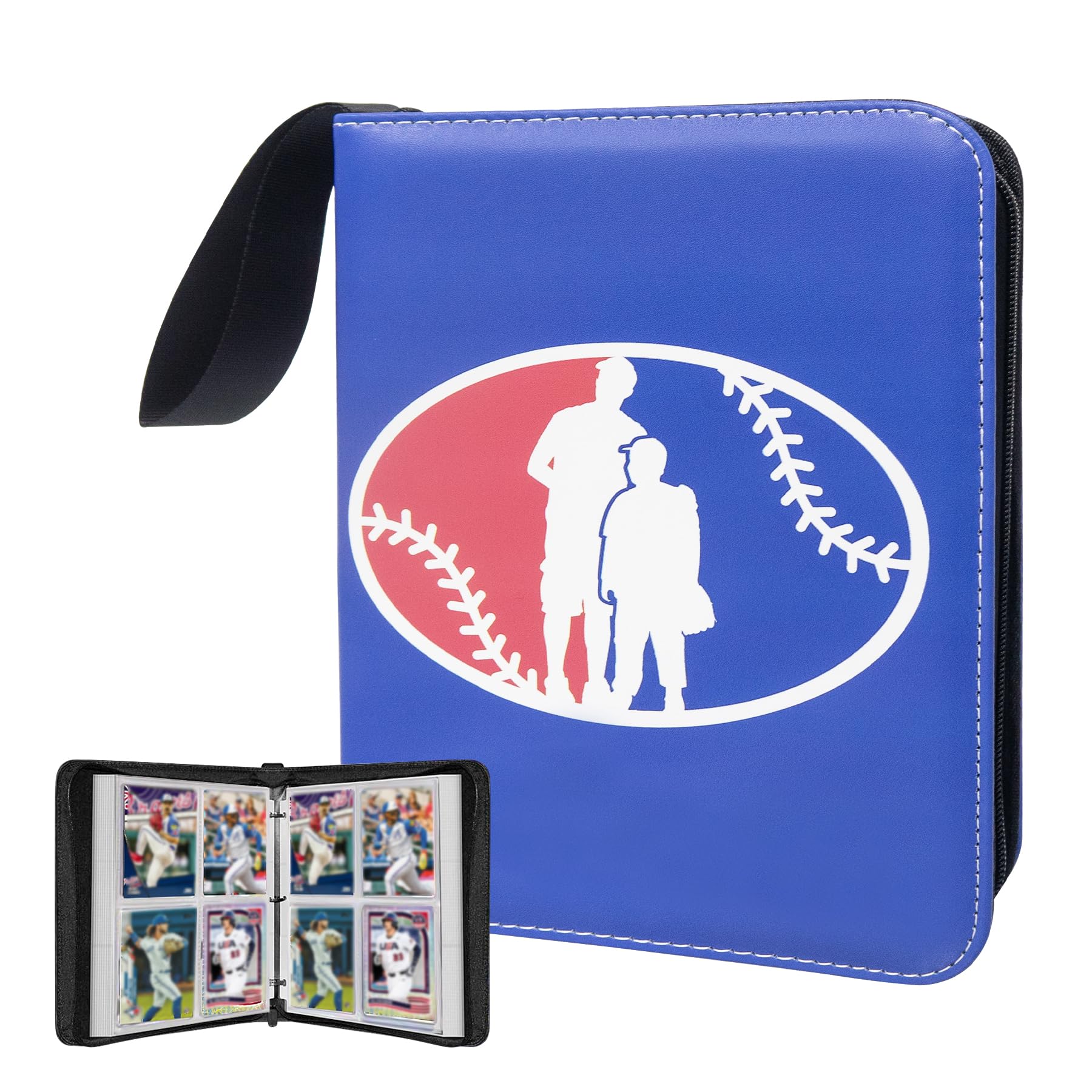 Baseball Trading Card Binder,4 Pocket with 60 Sleeves up to 480 Cards,Waterproof Sports Card Binder with Removable Sleeves for Baseball,Sports and TCG Cards