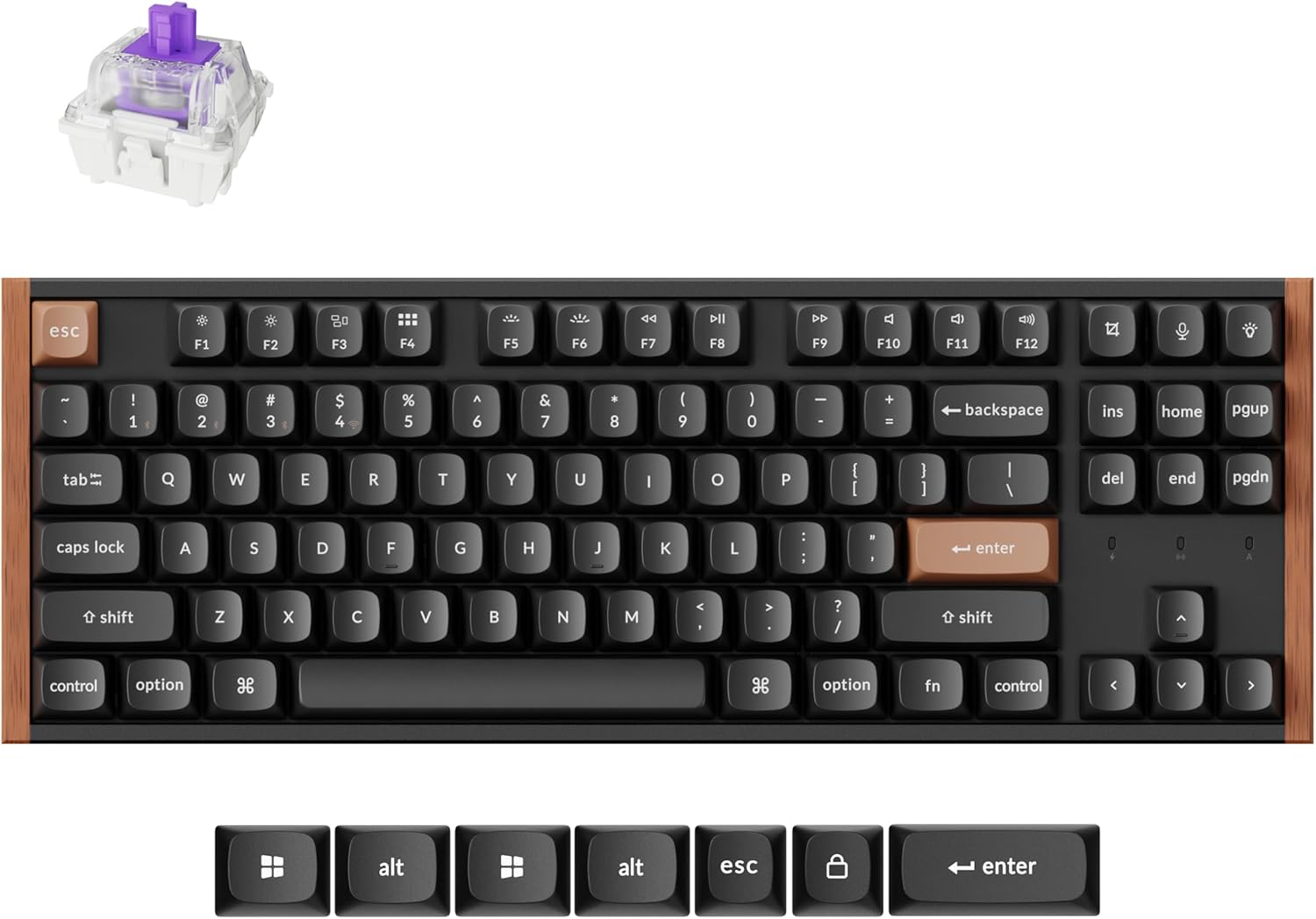 Keychron K8 HE TKL Hall Effect Wireless Mechanical Keyboard, Magnetic Hot-Swappable Switches, Rapid Trigger, QMK/VIA, RGB, 2.4GHz/Bluetooth 5.2/Wired, Aluminum & Wood Frame, Mac Windows Linux – Black