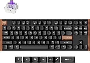 Keychron K8 HE Mechanical Keyboard TKL Wireless Bluetooth 2.4G Wired Triple Mode Hot Swappable Hall Effect with QMK/Launcher, Aluminum+Wood Frame Rapid Trigger for Mac Windows Linux-Black