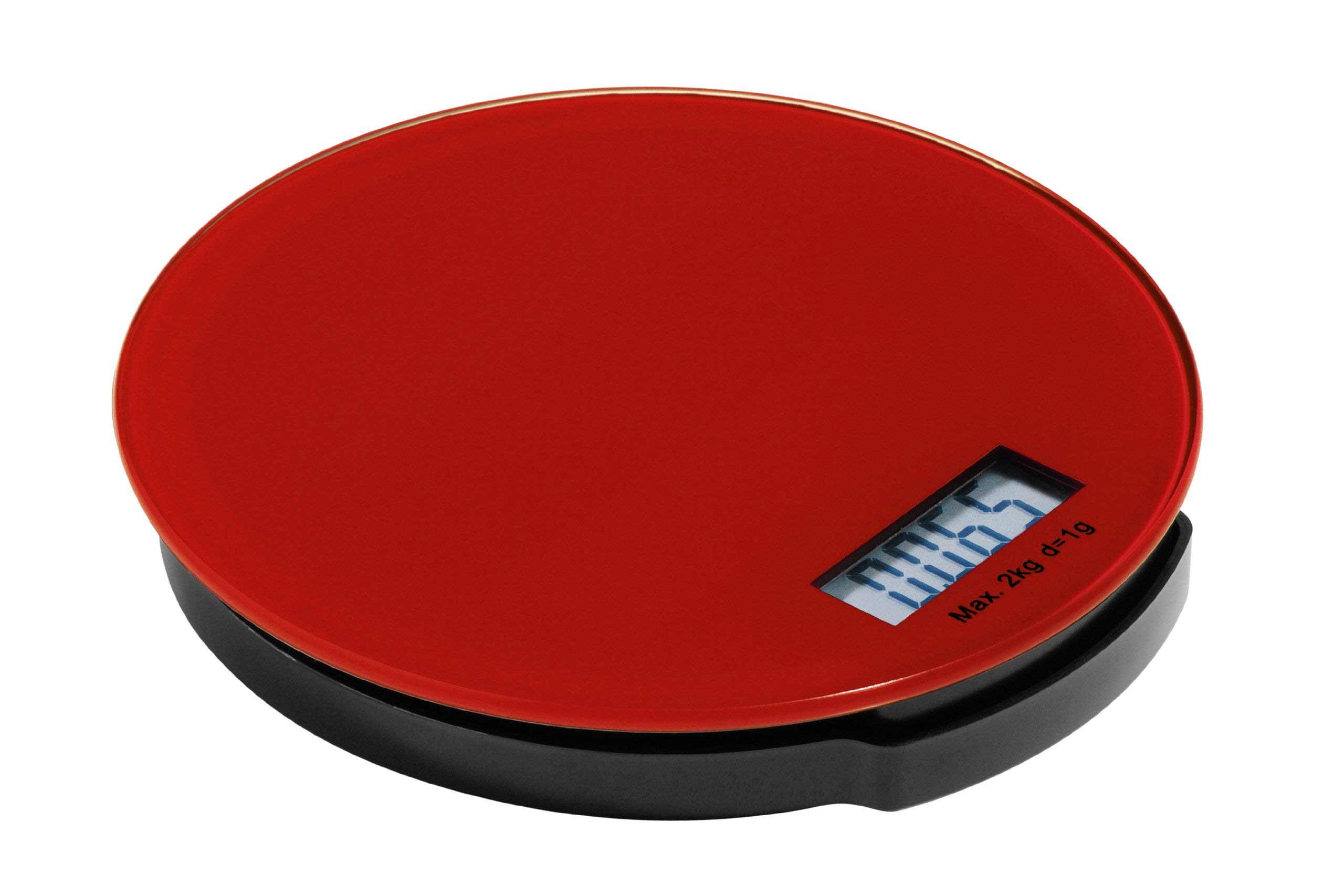Zing Red Glass Kitchen Scale - 2kg - Red