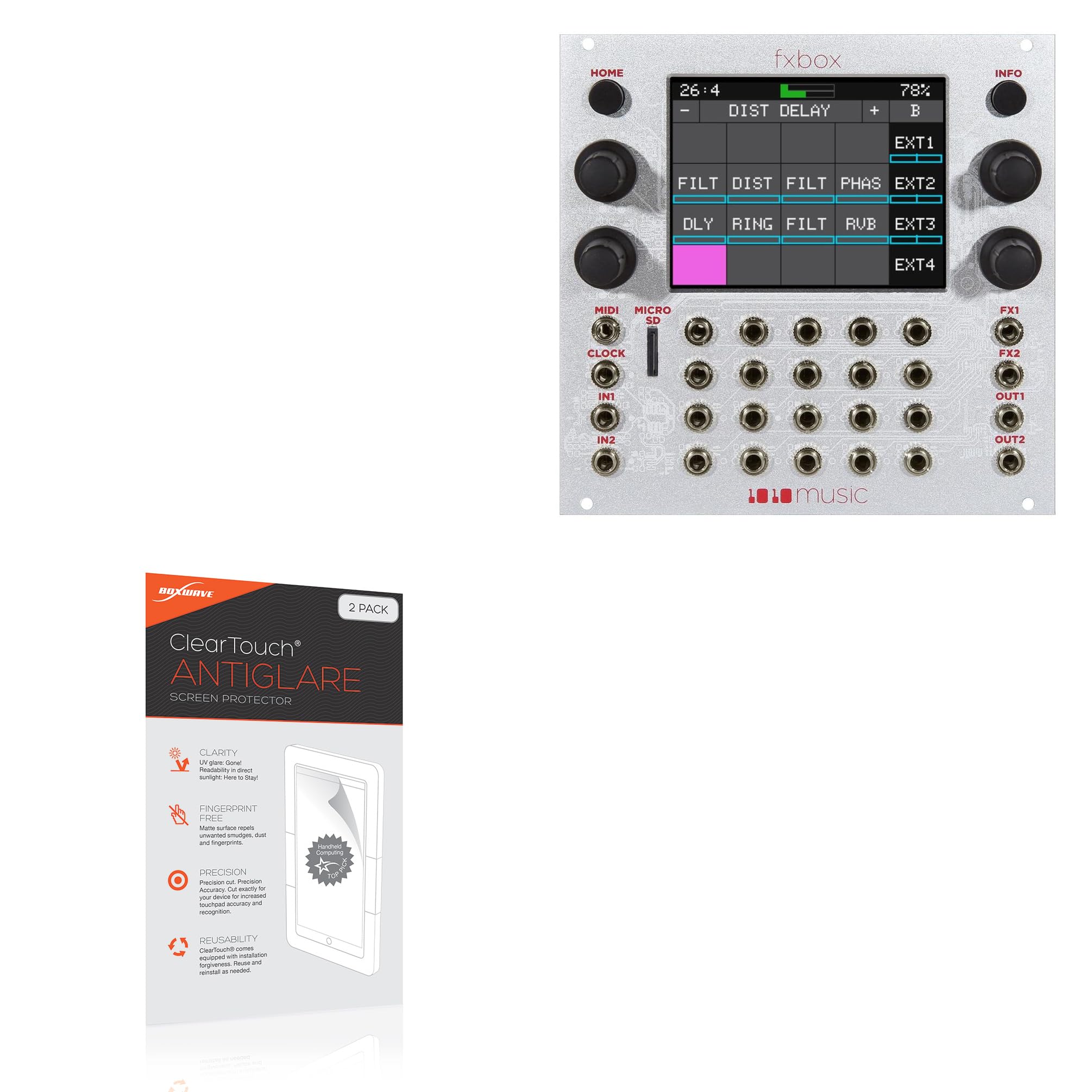 BoxWave Screen Protector Compatible With 1010music Fxbox - ClearTouch Anti-Glare (2-Pack), Anti-Fingerprint Matte Film Skin