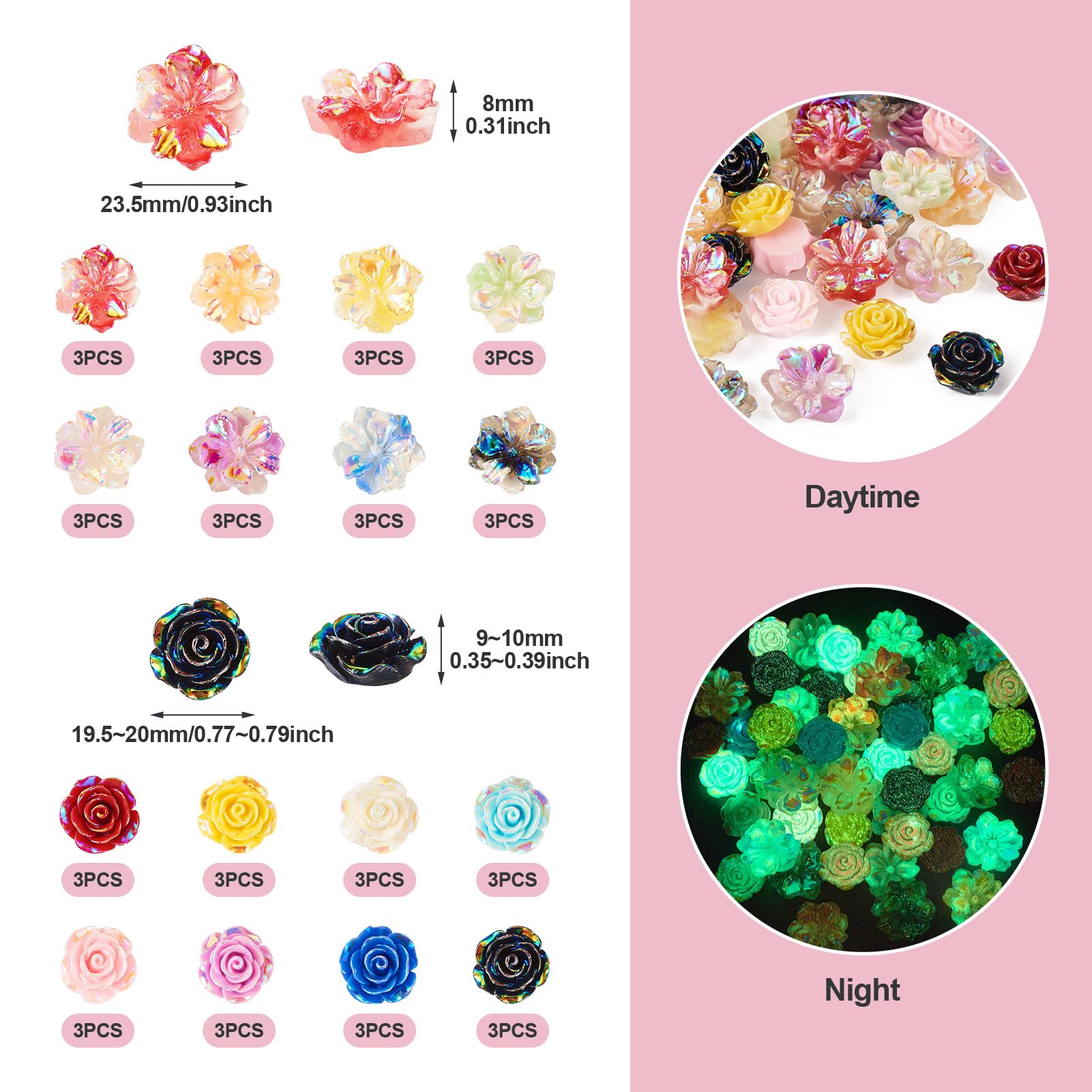 Amazon.co.jp: Beadthoven 約48個/箱 ミックスカラー バラ 花形