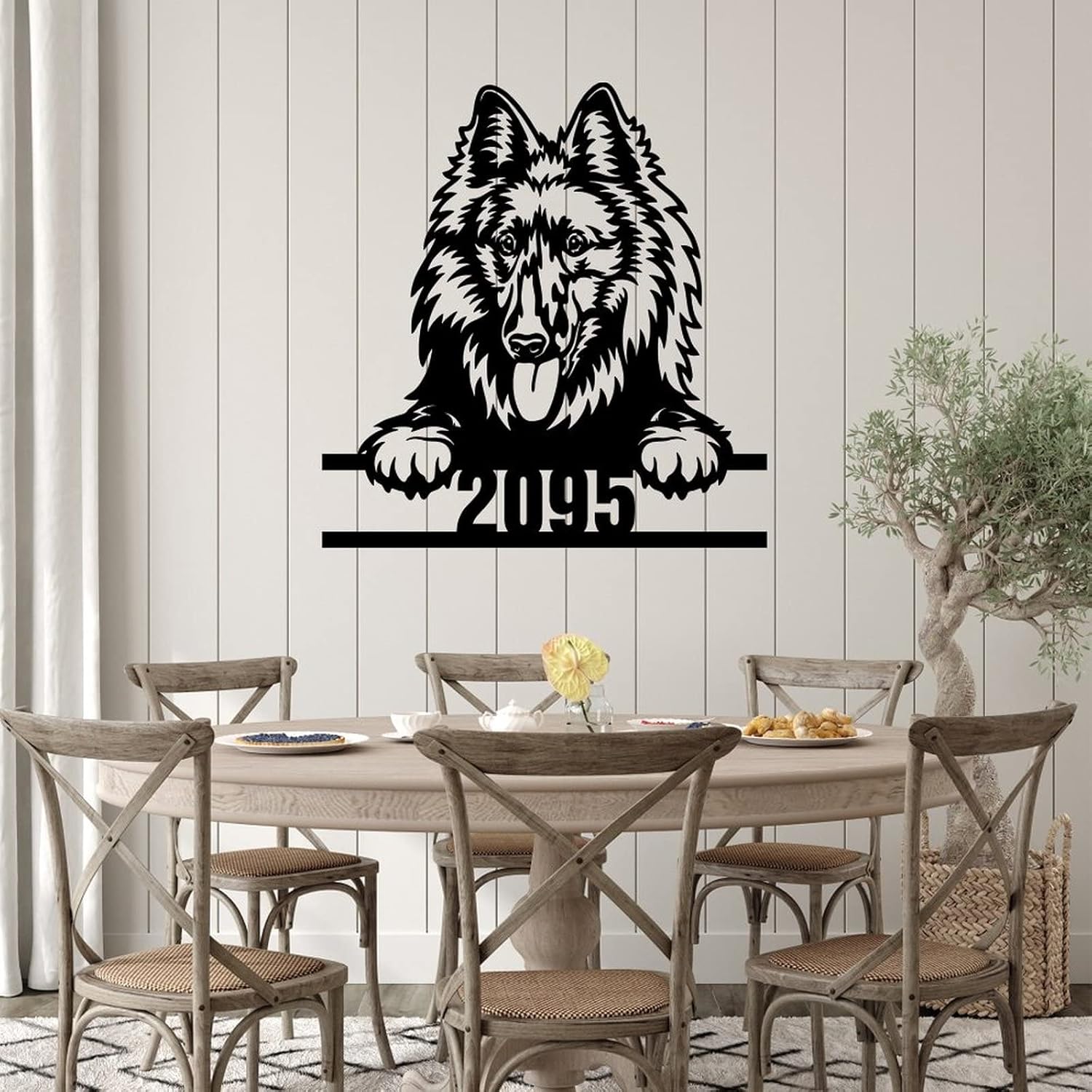 Funlucy Gift for Dog Owner Address Sign Personalized House Number Plaque Dog Portrait Metal Sign Dog House Decor Animal Lover Sign Pet Wall Art Personalized Metal Signs Housewarming Gifts 18in