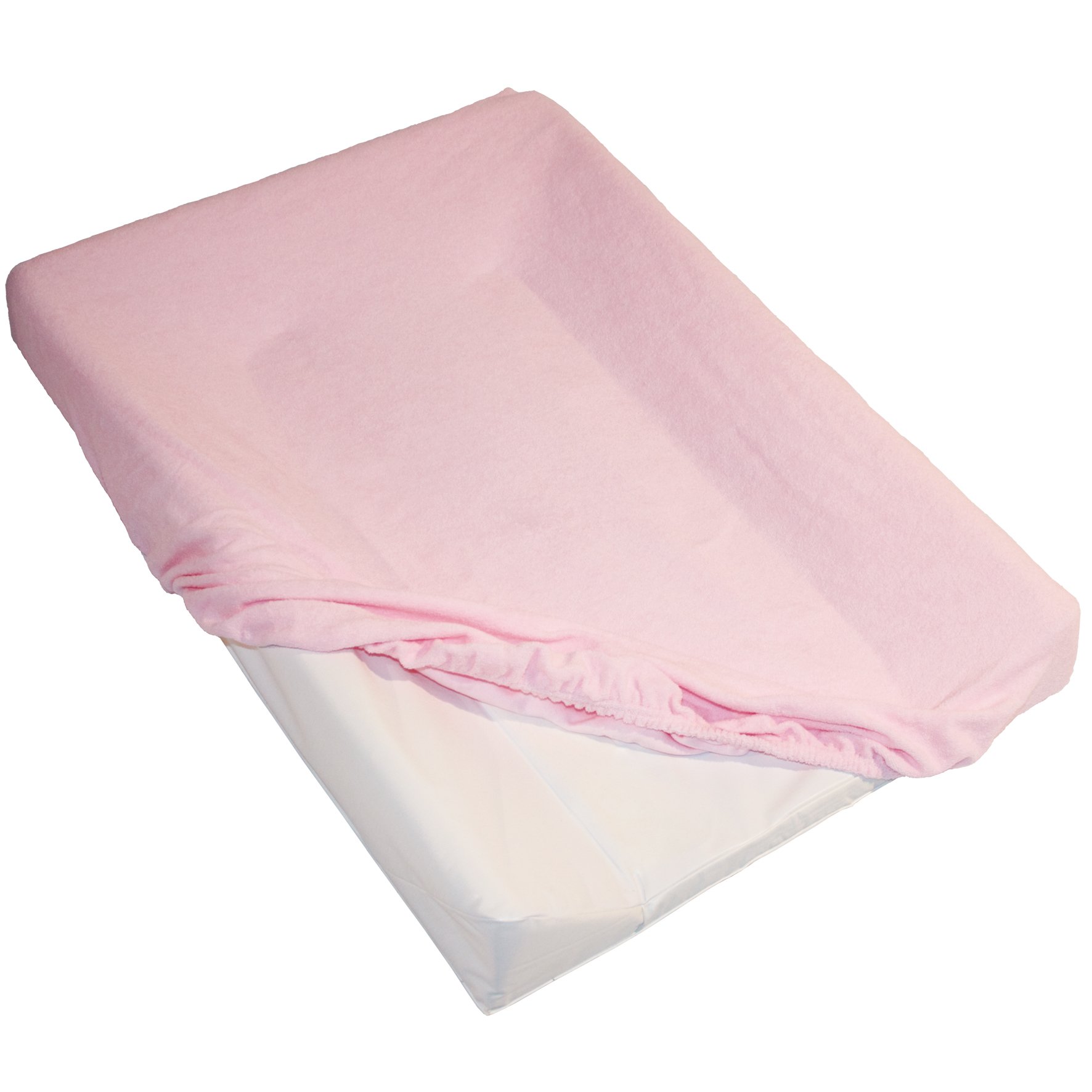 babyCalin Fasciatoio Luxury Star Grey 50 x 70 cm - Con tabella altezza stampata, 0.6 milliliters, 1 Piece, 1 & Copri Materasso Fasciatoio Rosa 50 X 70 cm