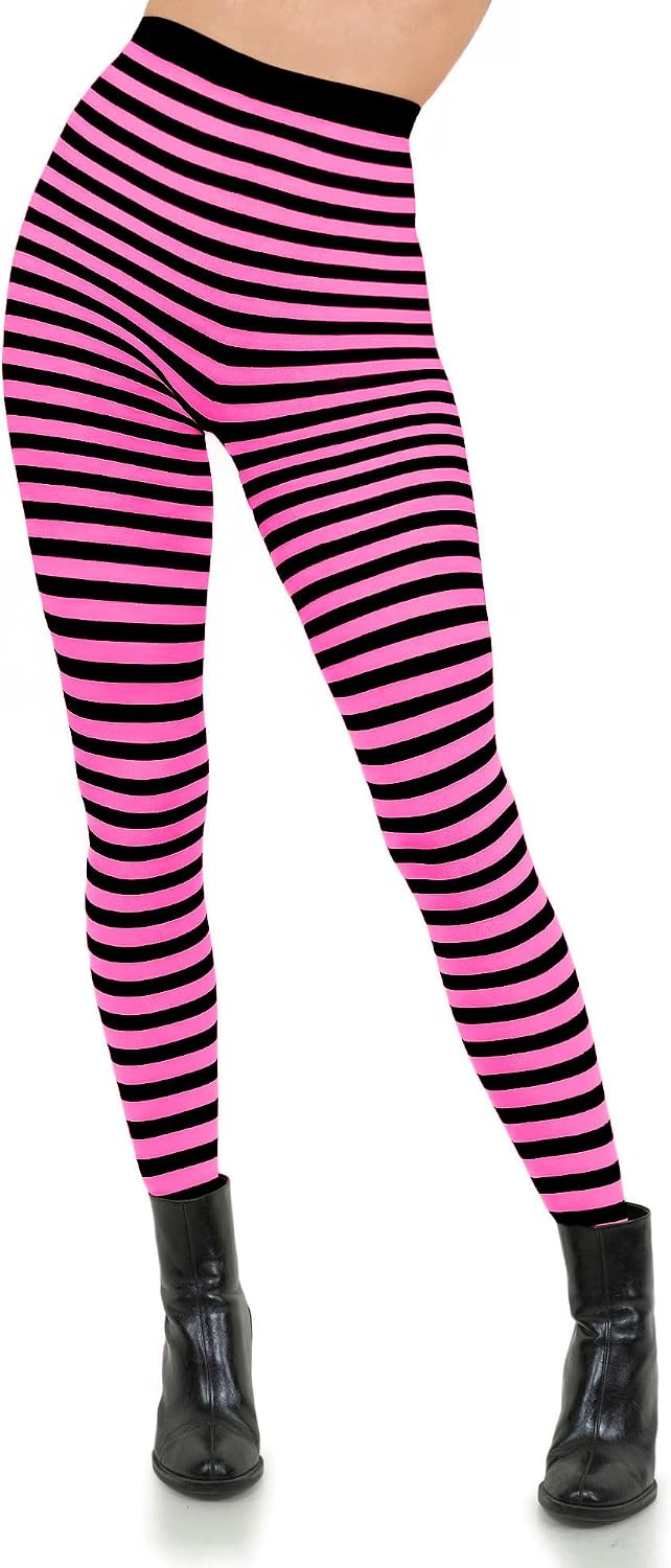 Nylon Striped Tights for Women Opaque Stripe Pantyhose Halloween Cosplay Hose
