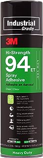 3M Hi-Strength 94 ET Spray Adhesive Glue, Low VOC, Heavy Duty, Wood, Metals, Rubber, Carpet, Flooring, Laminate, Foam, Fabric, Glass, Plastic, Clear, Net Wt 19.75 oz
