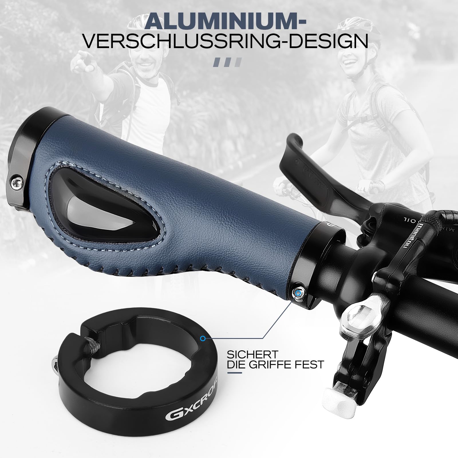 GXCROR Ergonomische Fahrradgriffe Mit Silikon-DäMpfung, Hochwertige Lenkergriffe aus PU-Material Anti-Rutsch Design, Beidseitig Verriegelbar für Mountainbike/Rennrad/Citybike Sport & Freizeit
