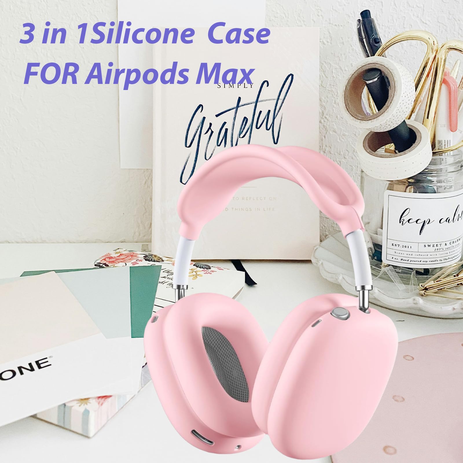 4 in 1 Silicone Case Cover for AirPods Max Headphones, Anti