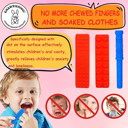 Miniatura 3 de Collar masticable de 6 piezas perfecto para autismo, TDAH, SPD, motor oral para niños, niños y niñas (resistente, de larga duración)