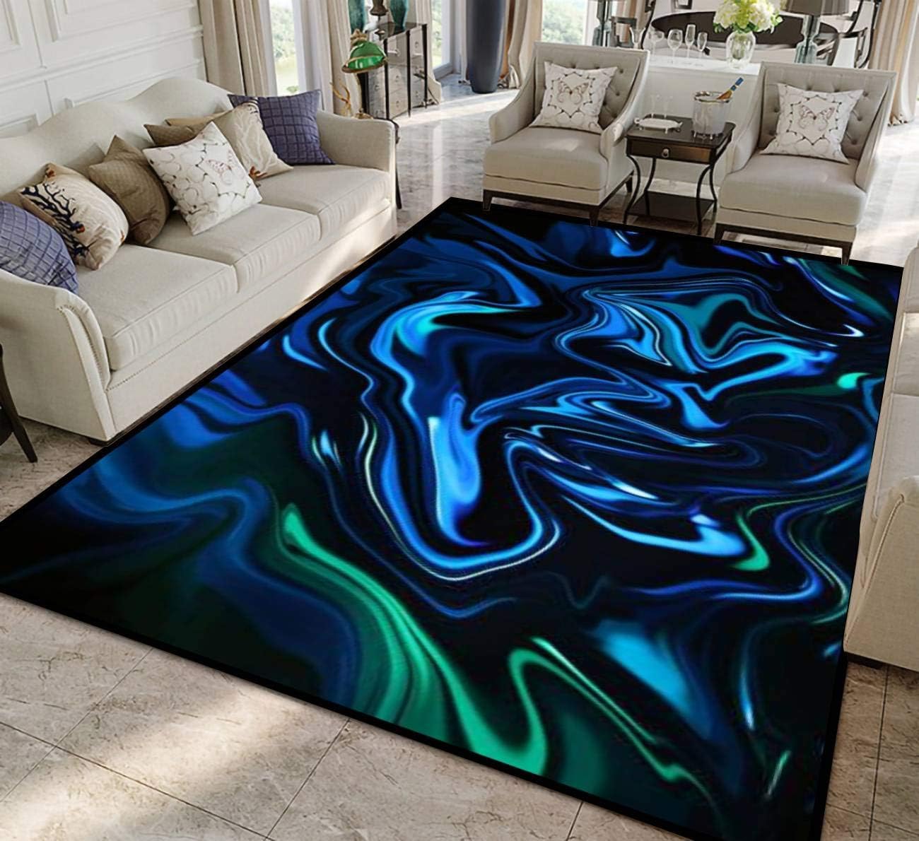 Chambre tapis salon anti-slip au motif marbre imprimé 3D de taille 160x230