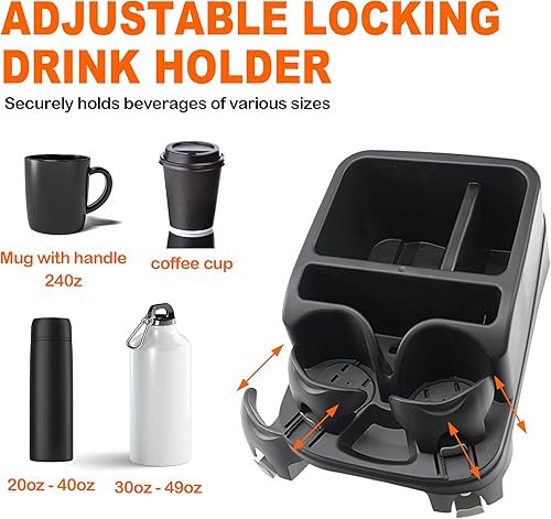 Miniatura 3 de Organizador de consola de automóvil, organizador de asiento de automóvil con 2 portavasos ajustables, consola central para automóviles, camiones,