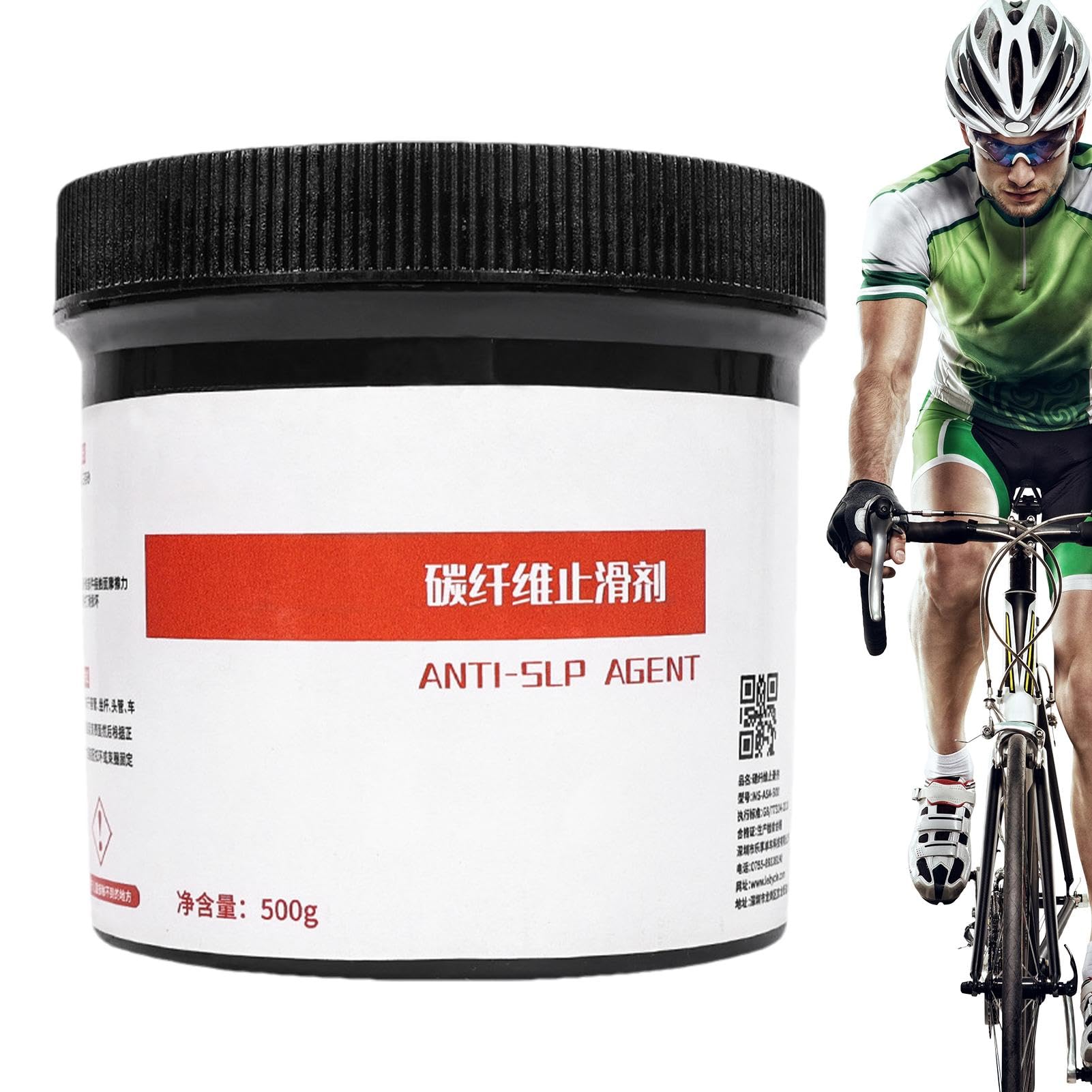 Lubrificanti in fibra di carbonio, pasta grip in fibra di carbonio | Pasta di carbonio antiscivolo da 500 g, Grasso per biciclette, lubrificante antiscivolo per attacco manubrio multifunzionale