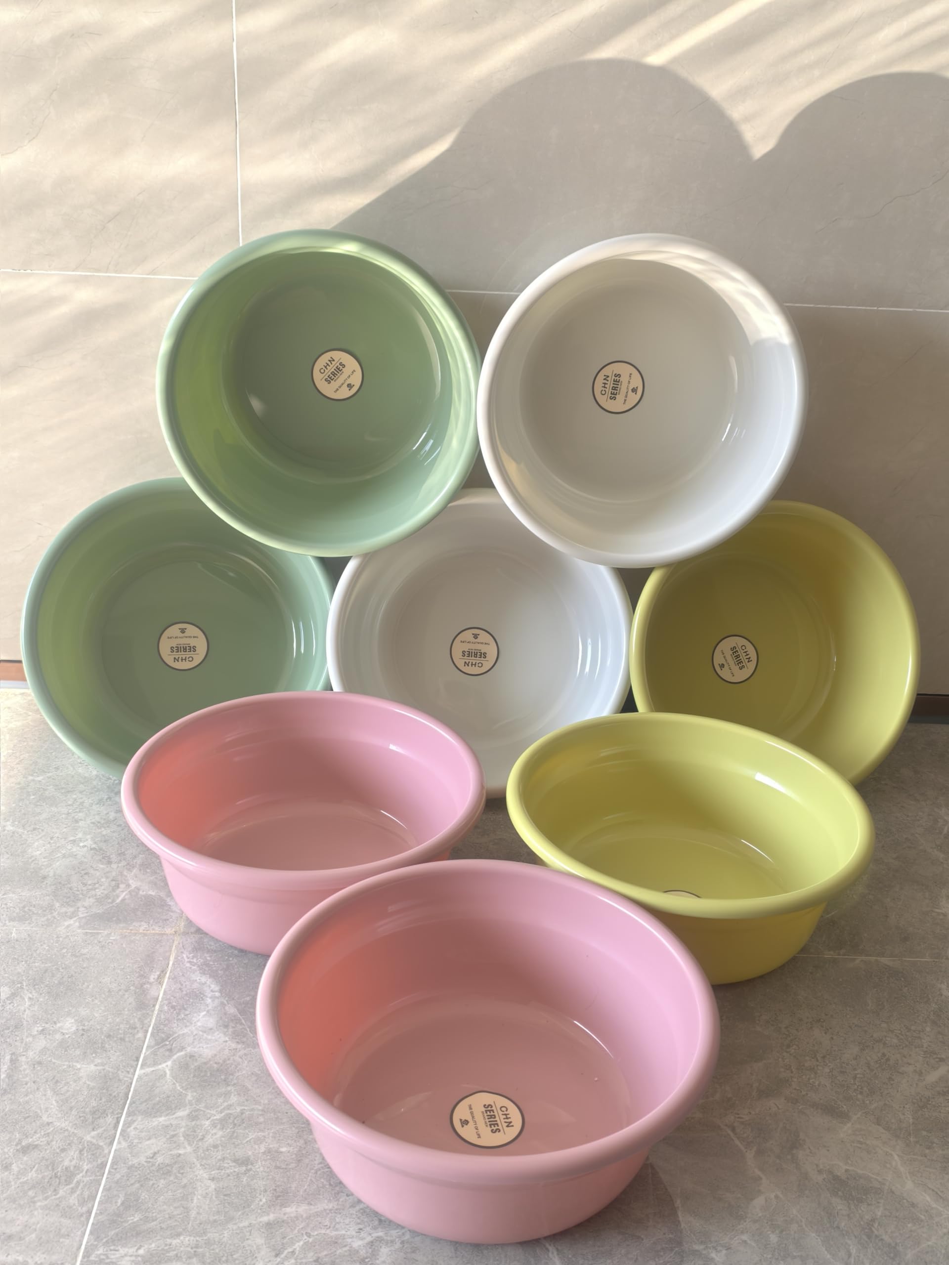 Rundes Kunststoff-Waschbecken, 29,1 x 10,9 cm, stapelbar, Camping-Geschirr, tragbare Gemüse- und Obstschale, kleine Mehrzweck-Waschwanne für Gesichtsreinigung, Küchenspüle, Außen- und Innenbereich, 8