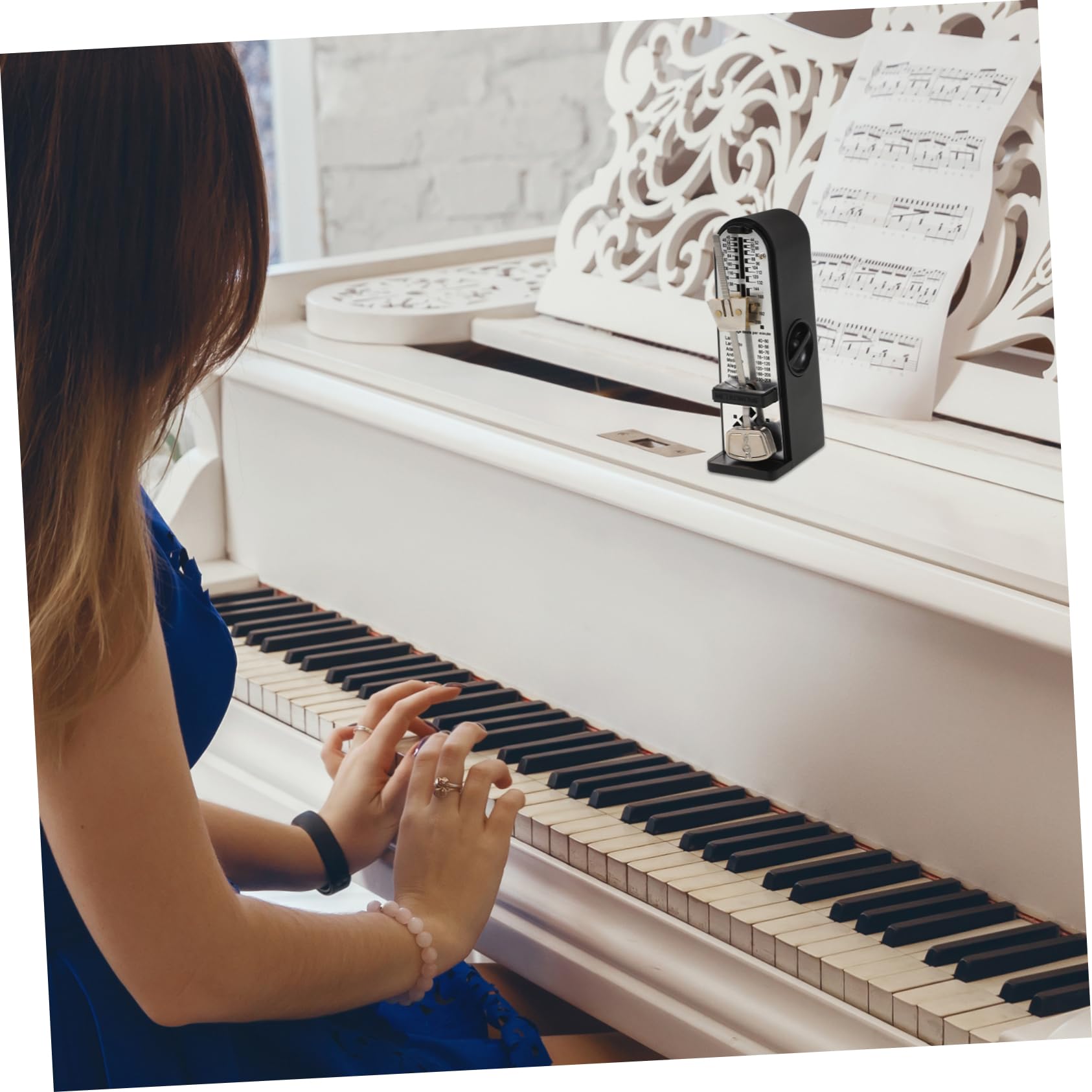 TOYANDONA Metrónomo Mecánico Preciso para Piano y Guitarra Material Abs y Metal, Compacto para Mejorar el Ritmo en Estilos Musicales Variados