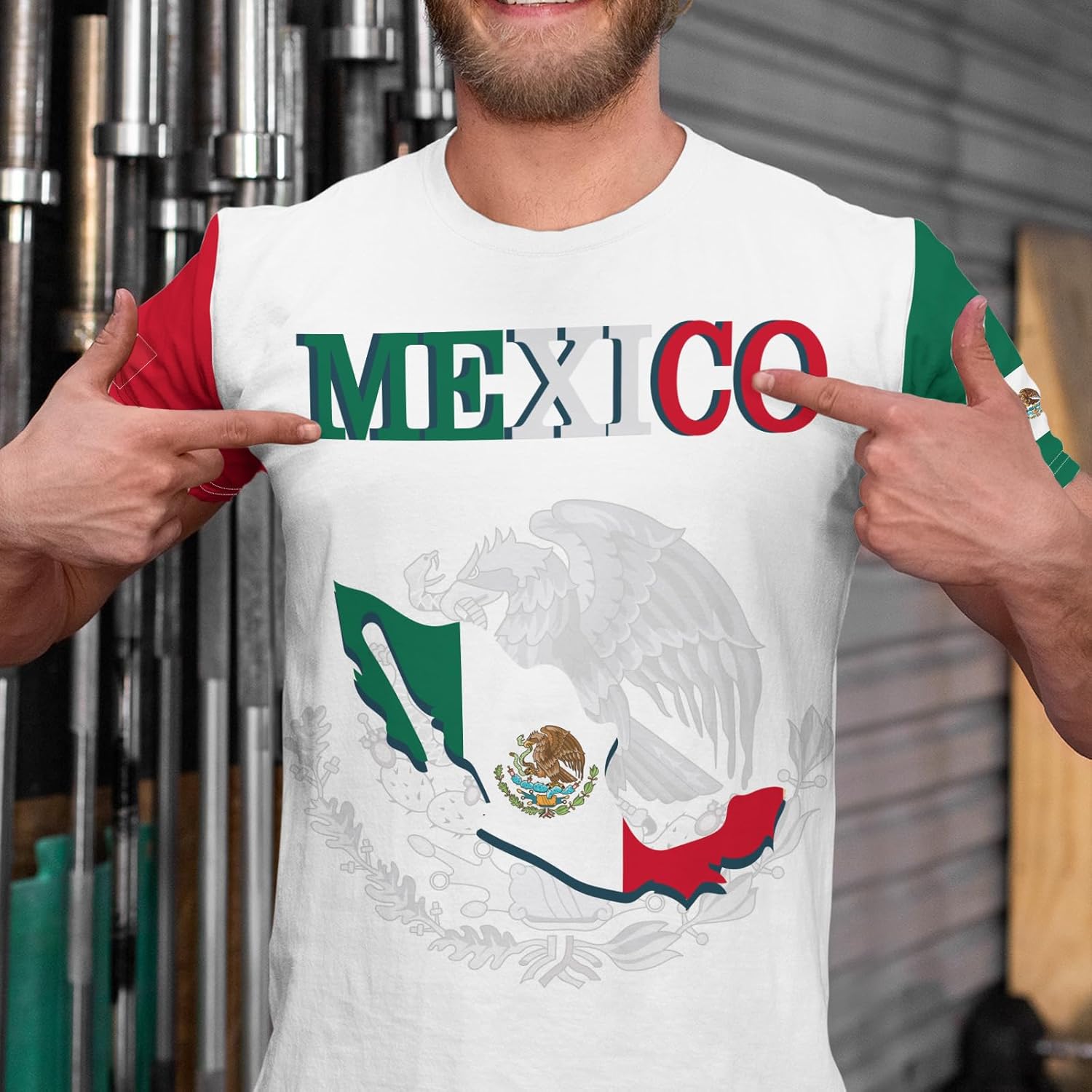 Mexico T-Shirt Mexican Flag Shirt Unisex Round Neck Short Sleeve 3D T-Shirt Top - Image 3
