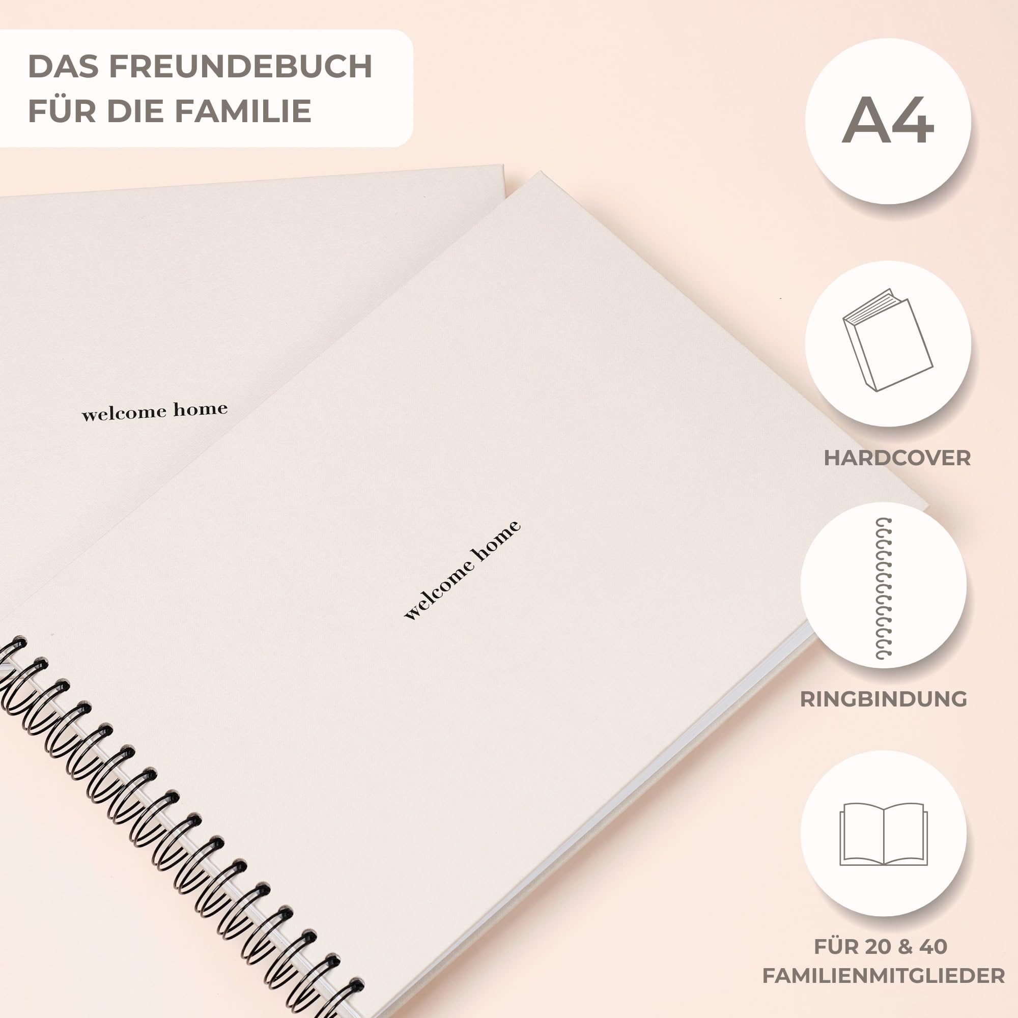 "welcome home" Familienbuch - 20 Mitglieder: Mein Familienbuch zum Ausfüllen - Familienstammbuch Din A4 - Freundebuch - Erinnerungsalbum für ... - Geschenk für die Familie Erwachsene Kinder