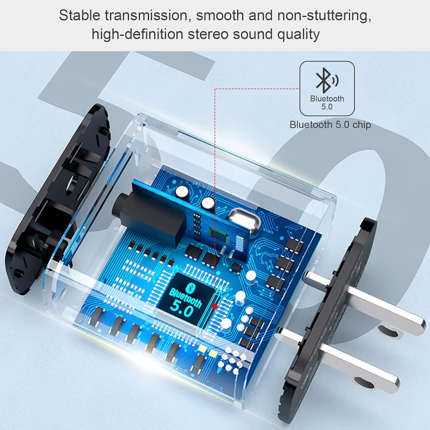 Blue Tooth 5.0 Transmitter Receiver Audio Adapter - W ireless Blue Tooth Adapter 2 in 1 Low Latency Blue Tooth Home Receiver & 3.5mm Aux Blue Tooth Audio Transmitter for Tv/Pc/Stereo : Electronics
