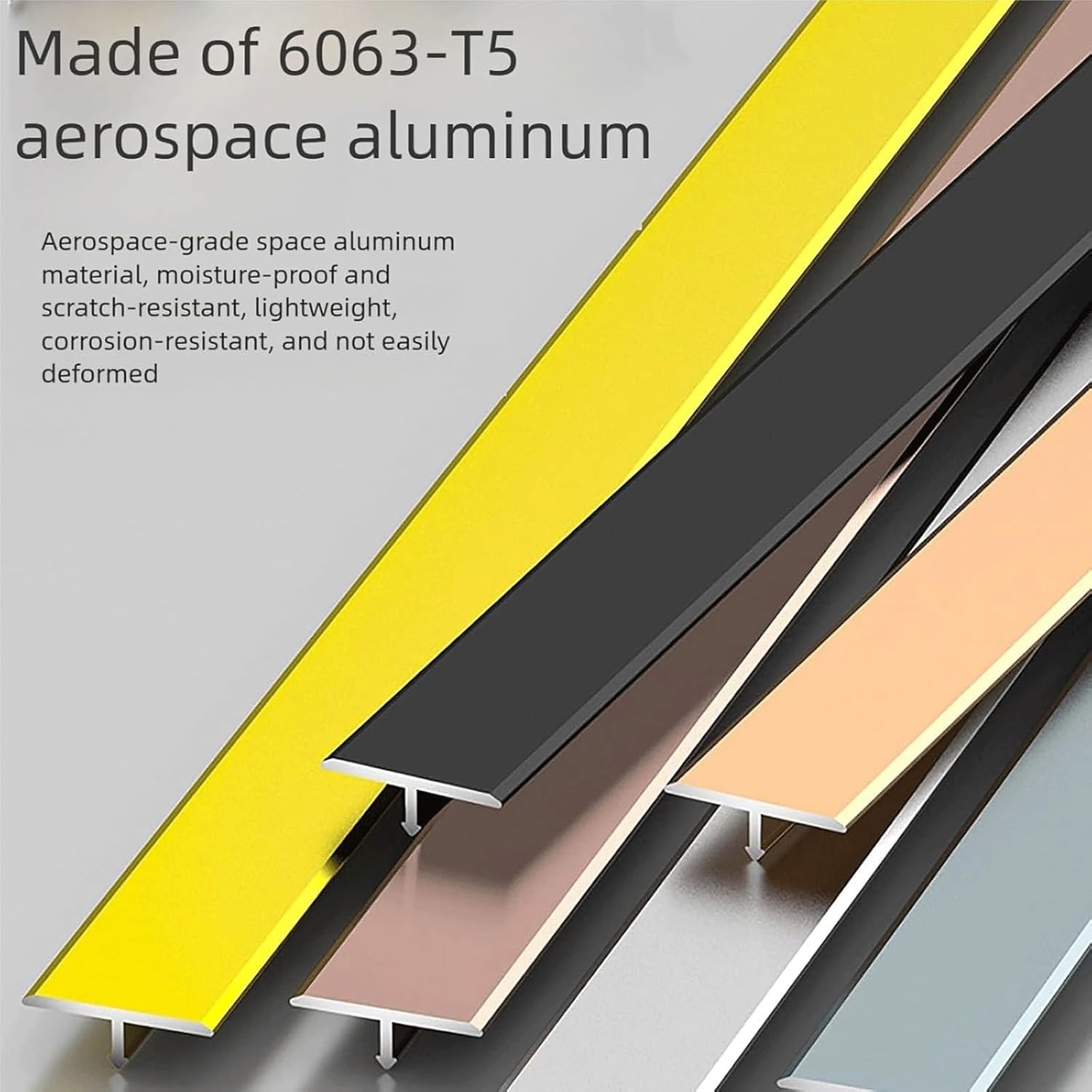 Floor Transition Strip Aluminum T Molding Trim Thresholds Edge Trim for Door Thresholds,Flooring Gap of Laminate Planks Tile Floor Strip(Silver,0.3in)