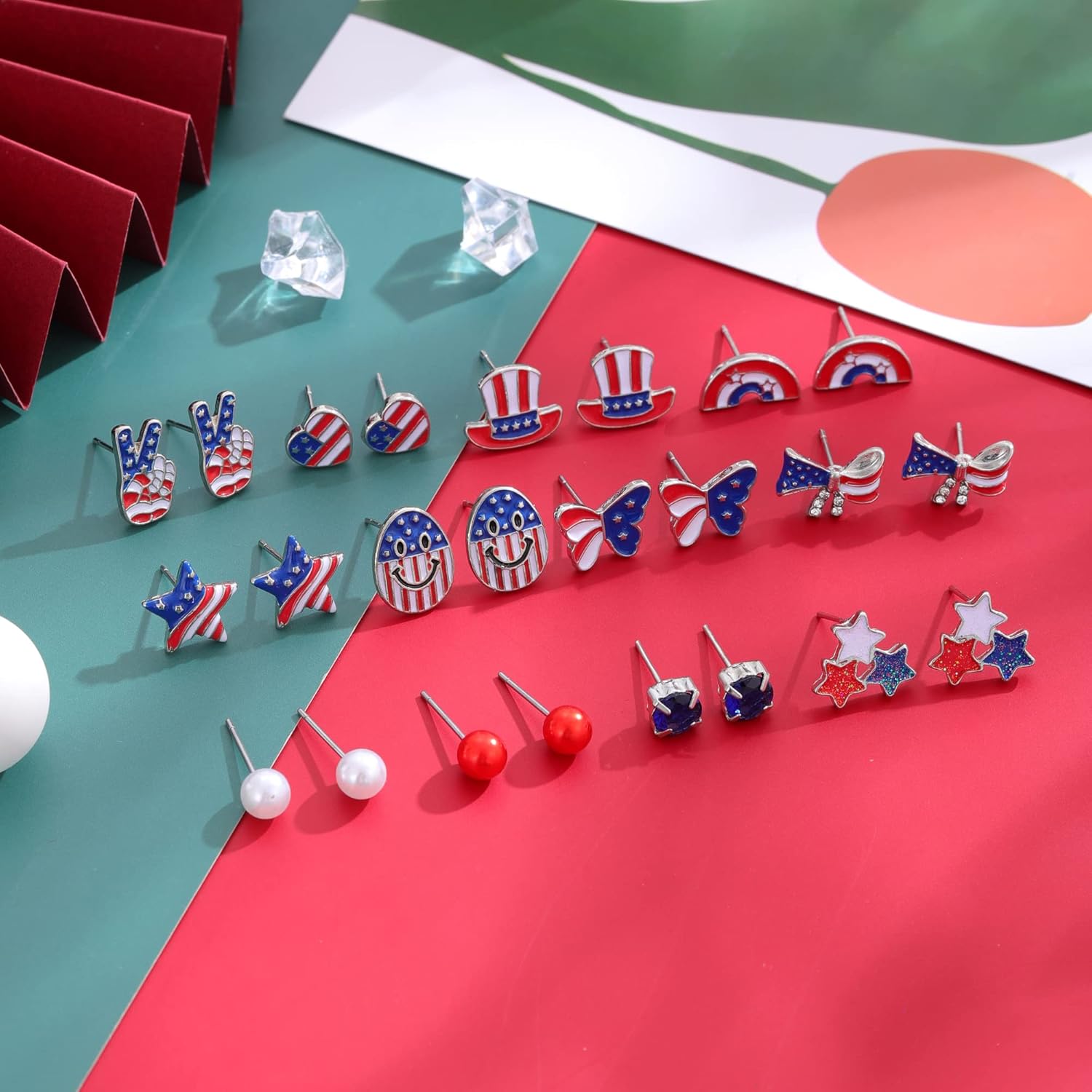 15 Pairs 4th of July Stud Earrings Set for Teens Girls Women Cute American Flag Star Earrings Patriotic Drop Dangle Earrings for Teen Hypoallergenic Independence Day Earrings Jewelry Accessories Gifts - Image 5