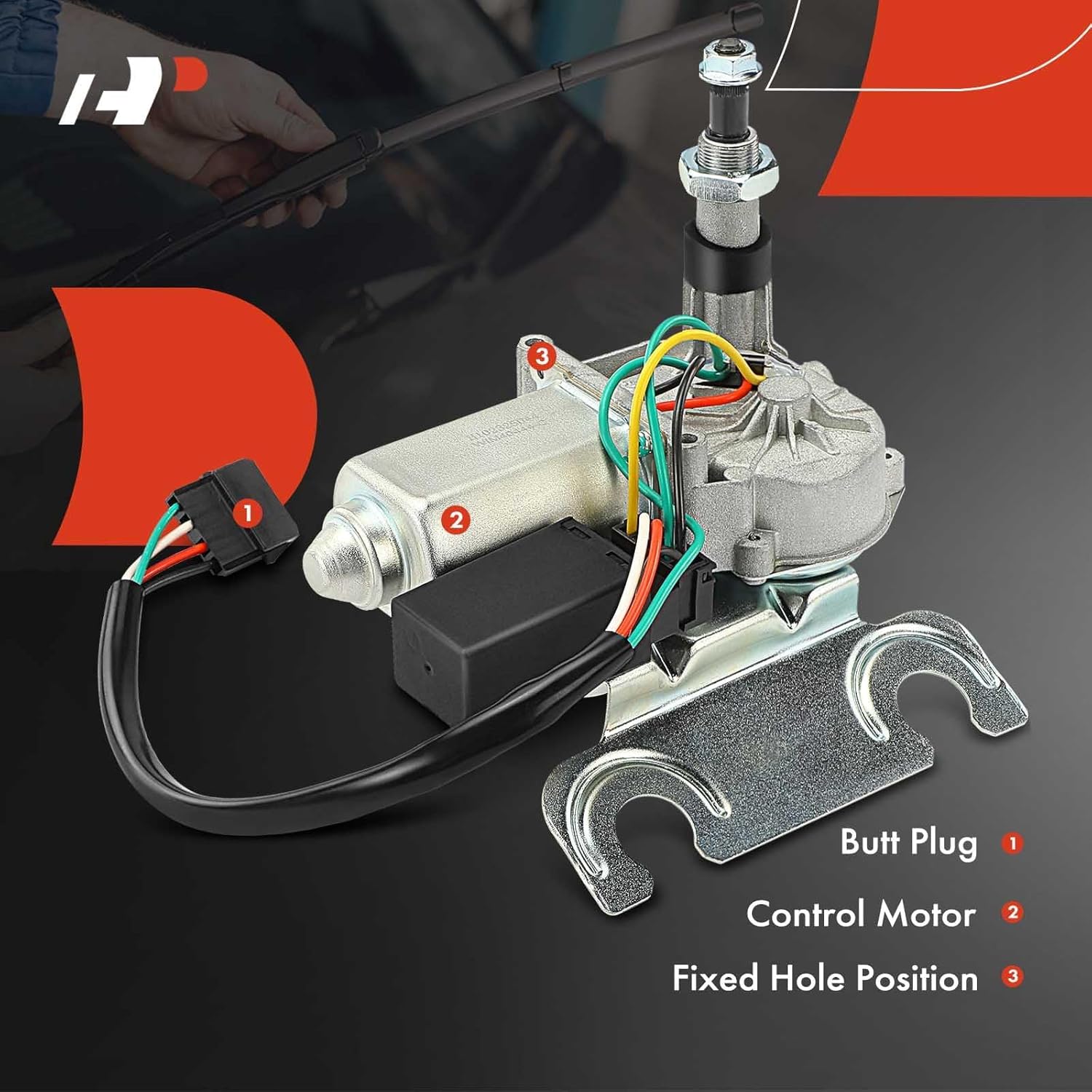 A-Premium Rear Windshield Wiper Motor Without Washer Pump Compatible with Jeep XJ Series Cherokee 1997 1998 1999 2000 2001, Sport Utility