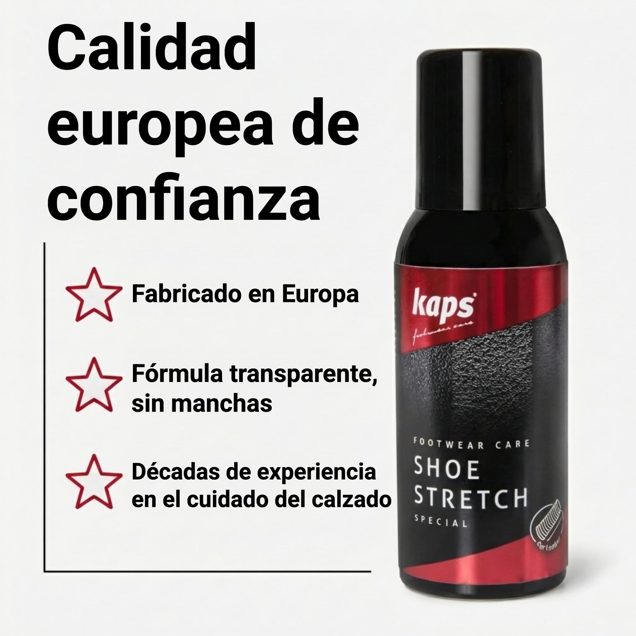 Kaps Spray Dilatador Espuma para Zapatos de Piel - Ablanda Zapatos Rígidos y Elimina Puntos de Presión - Estirador de Botas - Ideal para Calzado Nuevo