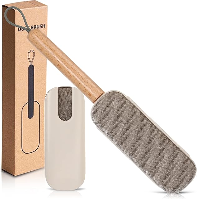 Woopzy Dog Hair Remover Lint Brush - Cat Hair Remover with Self Cleaning Base - Single Sided Pet Hair Remover for Clothes, Carpet and Sofa - Fluff Container, Hook For Hanging (Light Gray)