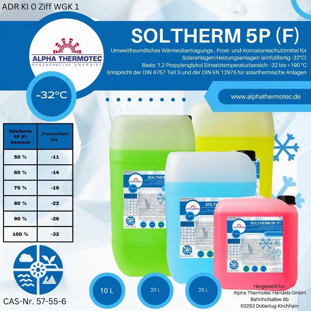 Solarflüssigkeit 10 l violett Gemisch bis -32° C Frostschutz, Solarfluid, Solarliquid, Wärmeträgermedium